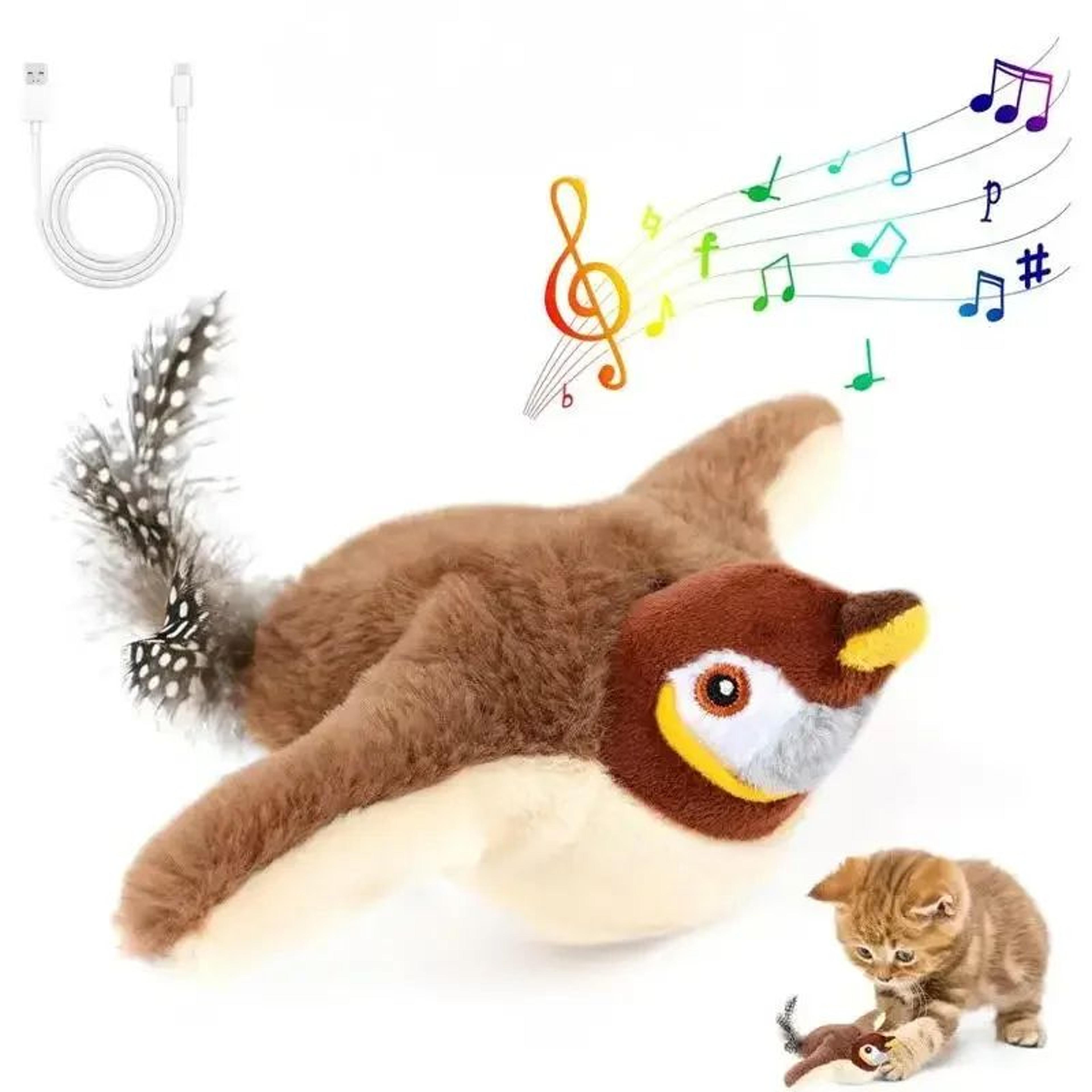 rechargeable flapping bird interactive cat toy with catnip