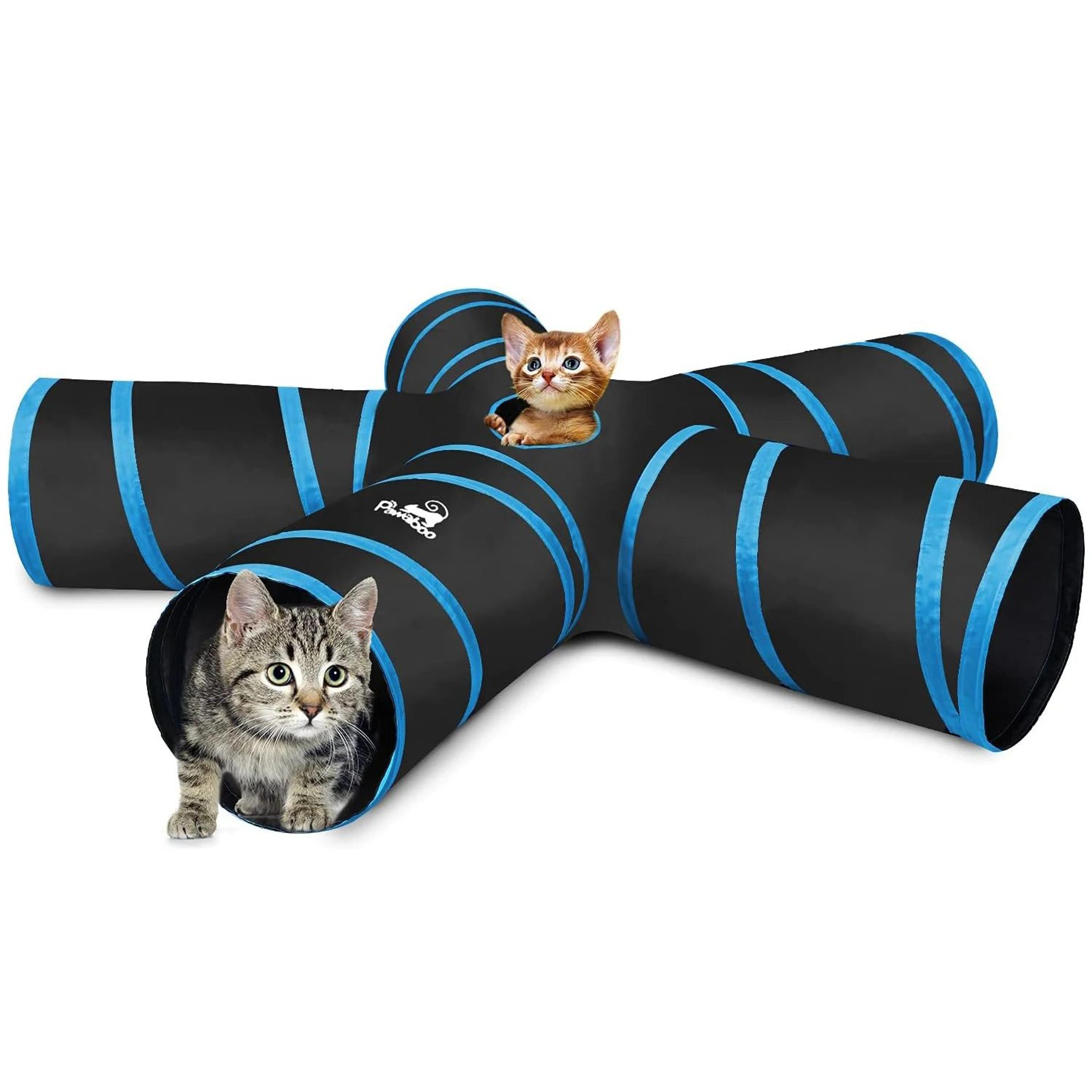 pawaboo cat tunnel toy with balls and bells, collapsible cat tunnel for indoor play