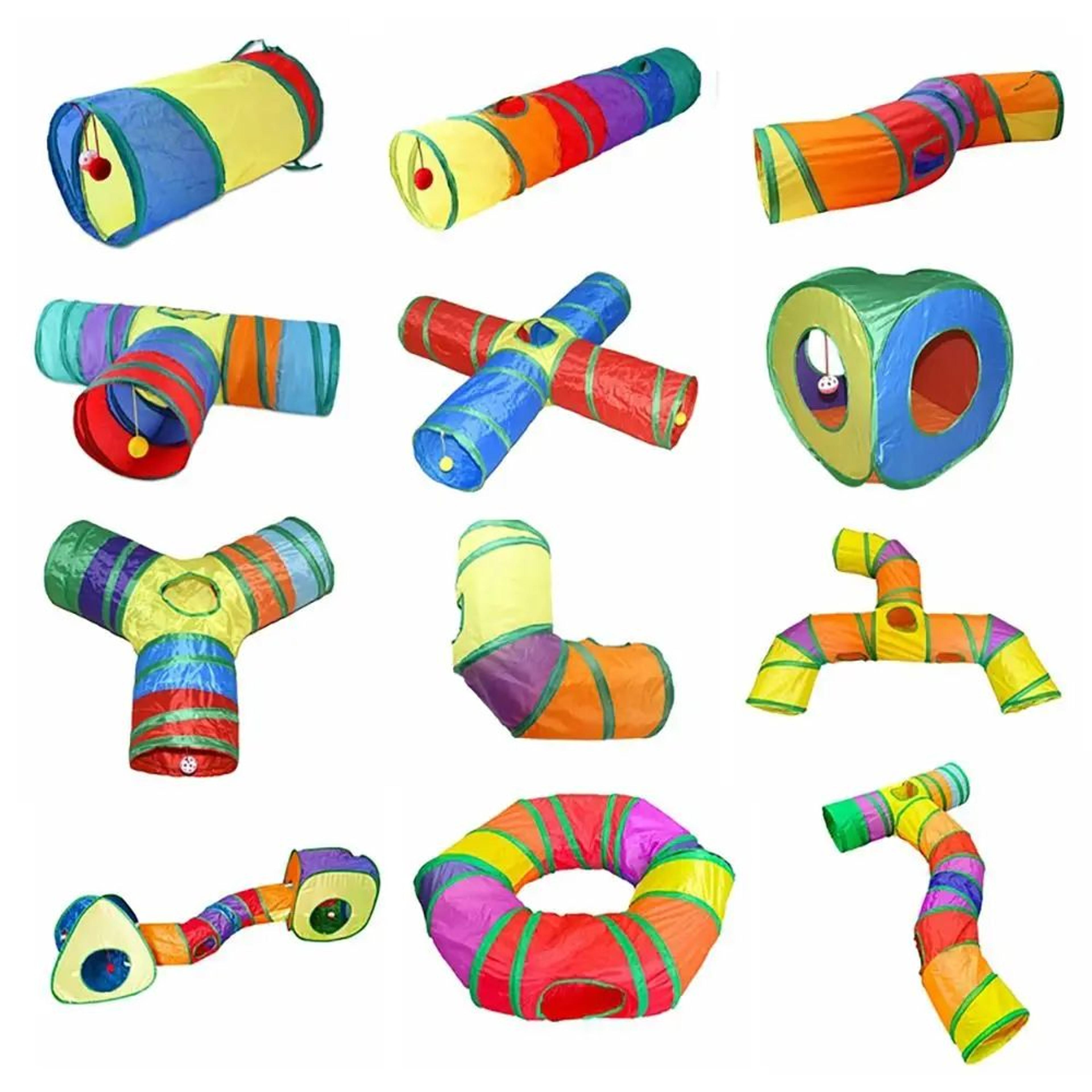colorful foldable cat tunnel for interactive play