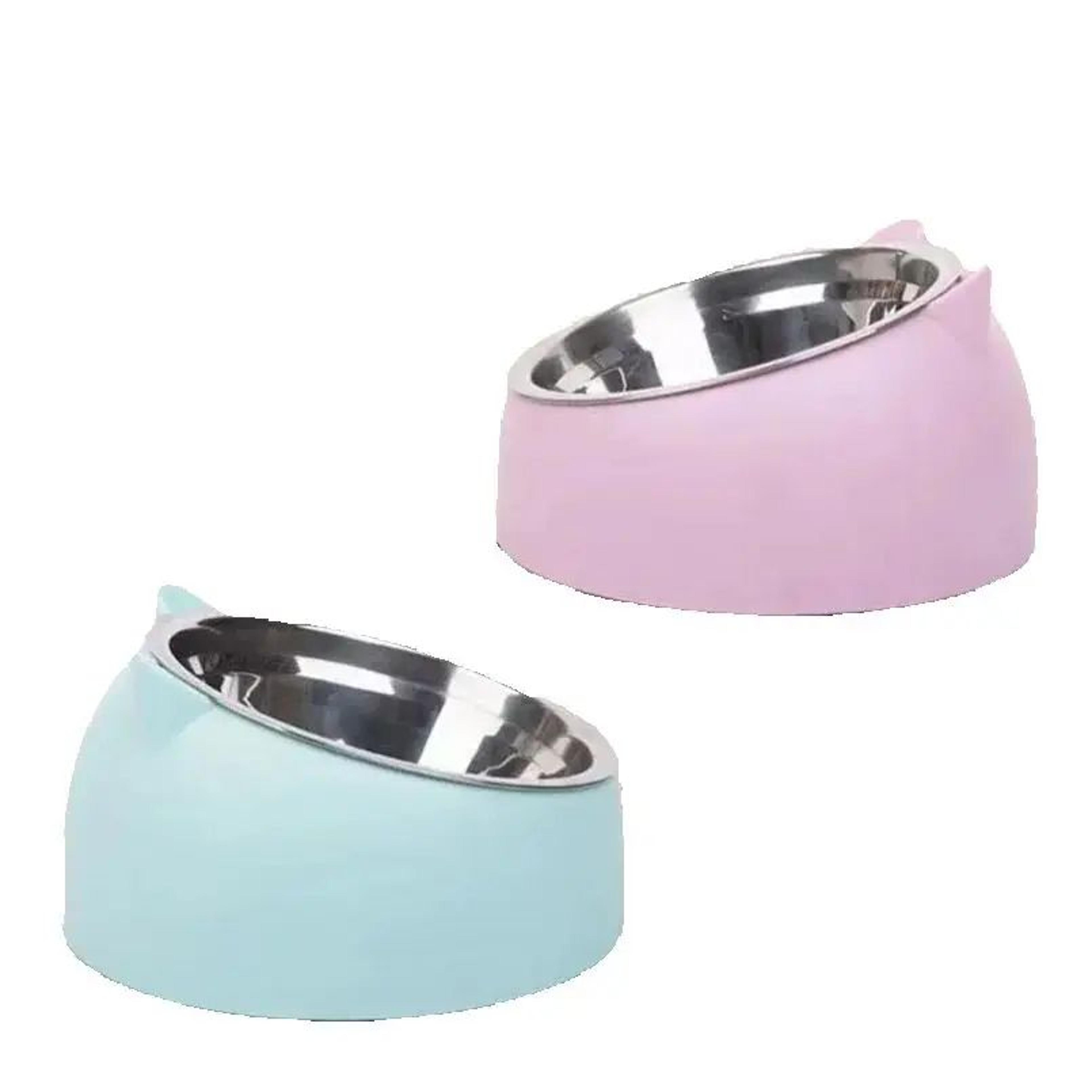 elevated tilted stainless steel pet bowl set for cats & small dogs
