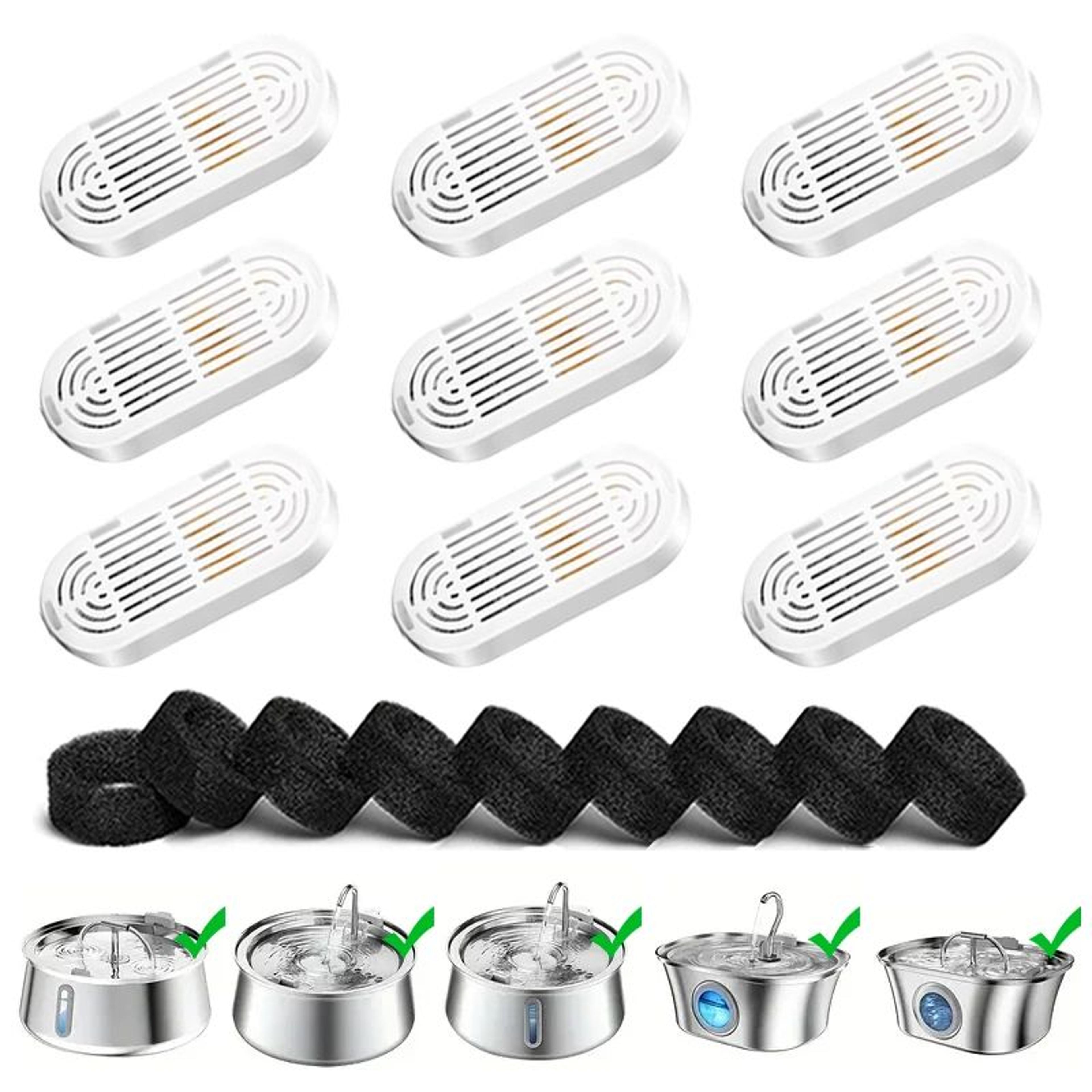 pureflow cat water fountain filter replacement set for cats & dogs – activated carbon pet fountain filters for cleaner,