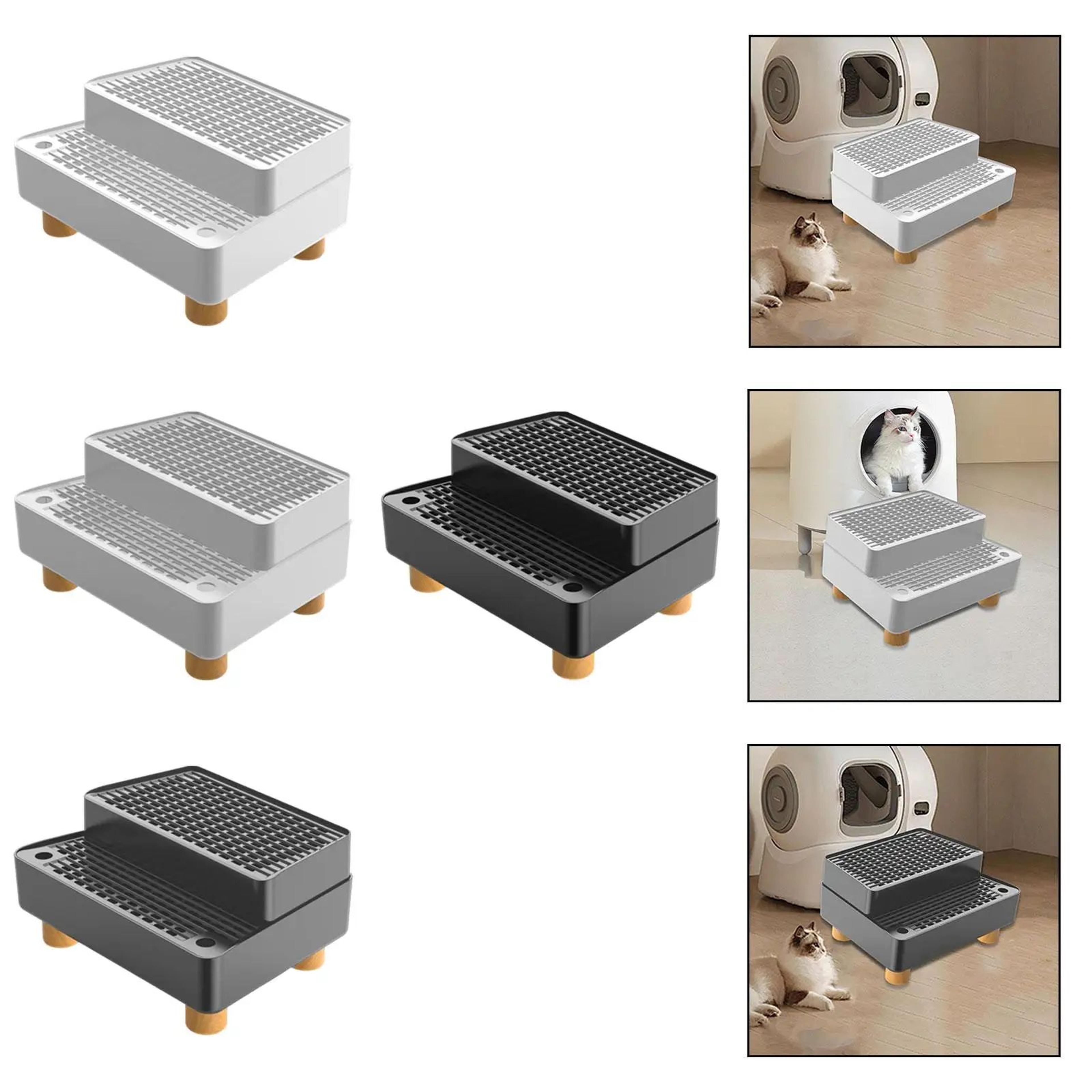 cat litter ramp with non slip double layer litter trapping step