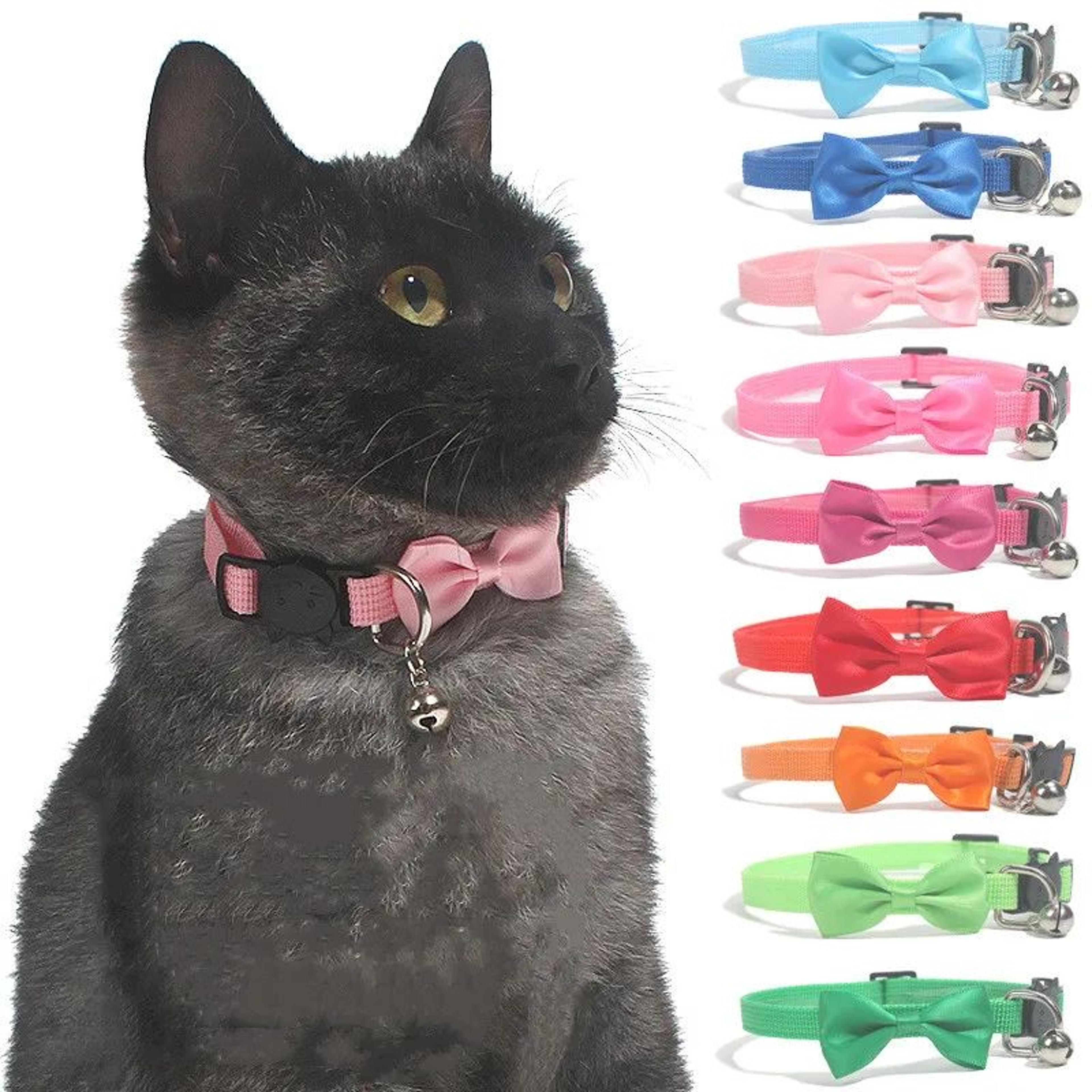 elegant bow bell adjustable cat collar – cute cat collar with bell for stylish pets