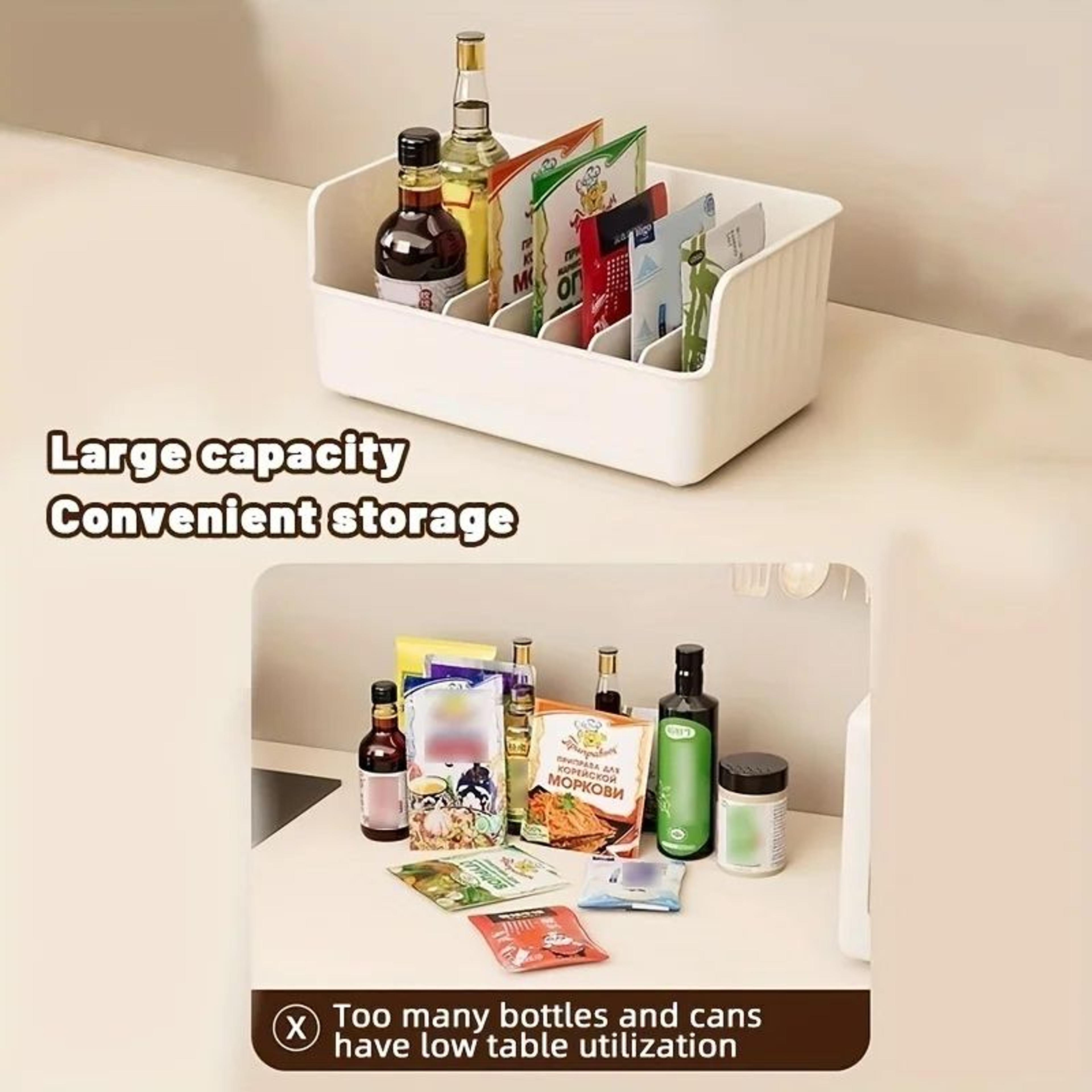 6-compartment detachable spice organizer bin for fridge, pantry & countertop