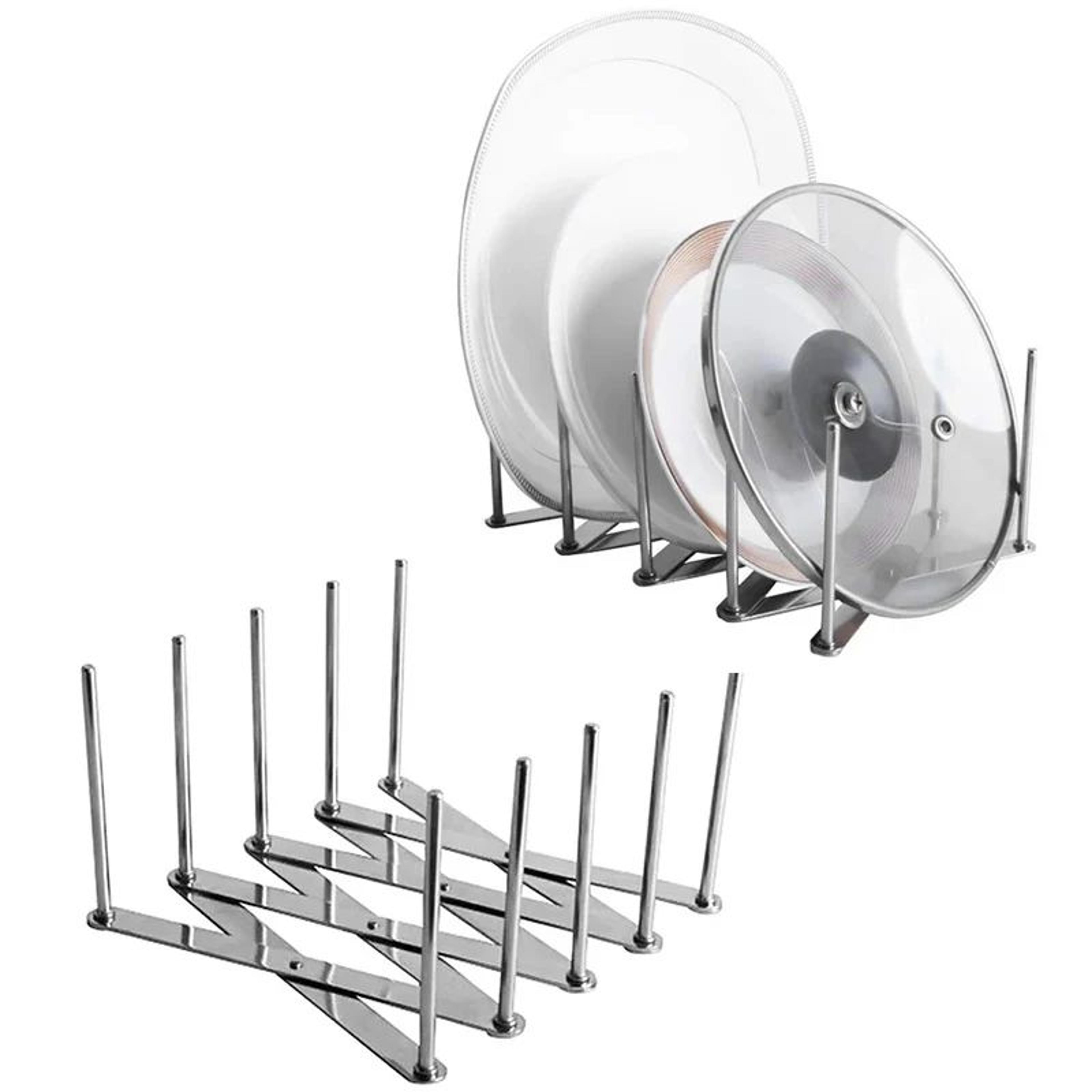 retractable pot lid holder & kitchen drain rack – adjustable pan lid organizer for countertops