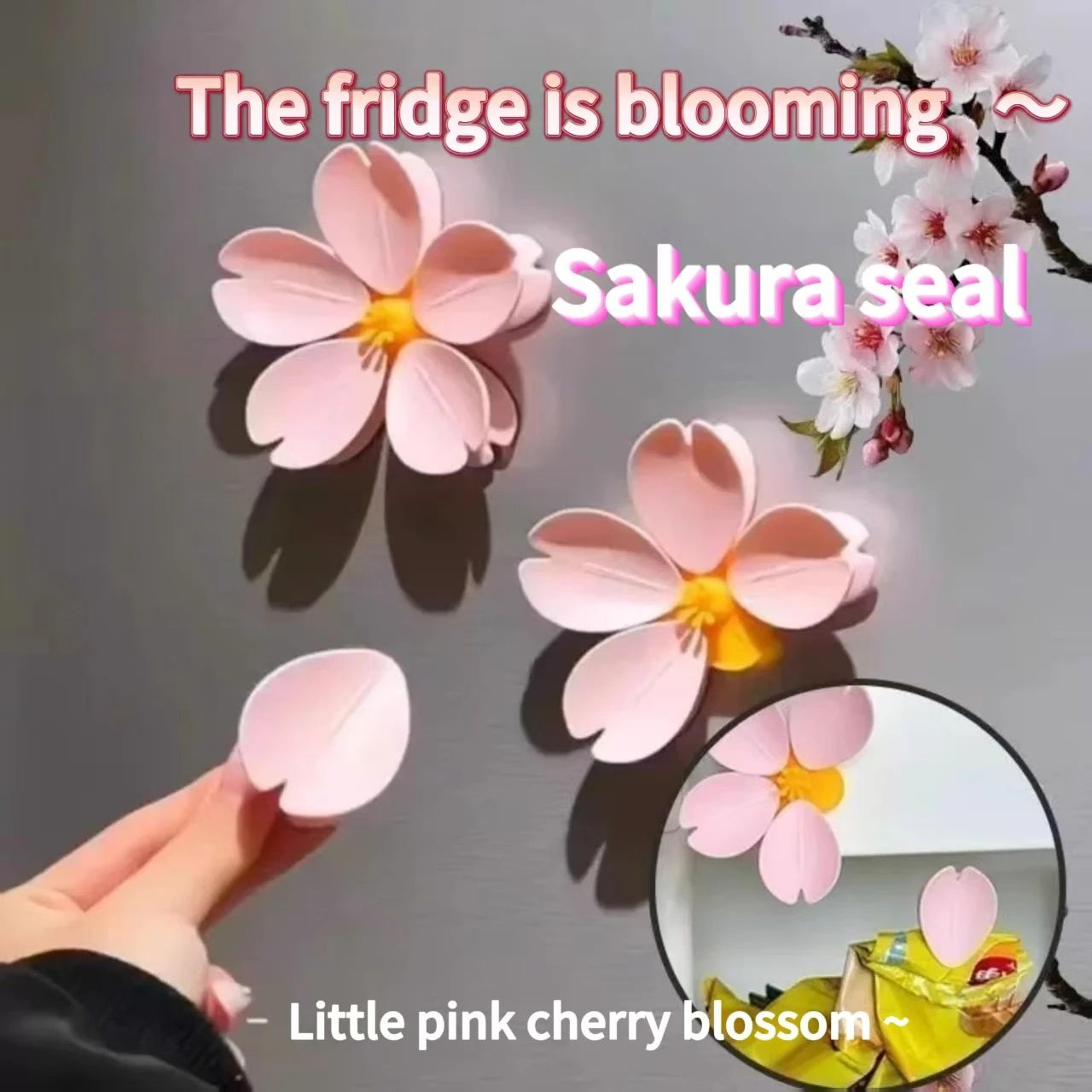 sakura blossom magnetic snack sealer clips – reusable food storage clips for kitchen & fridge