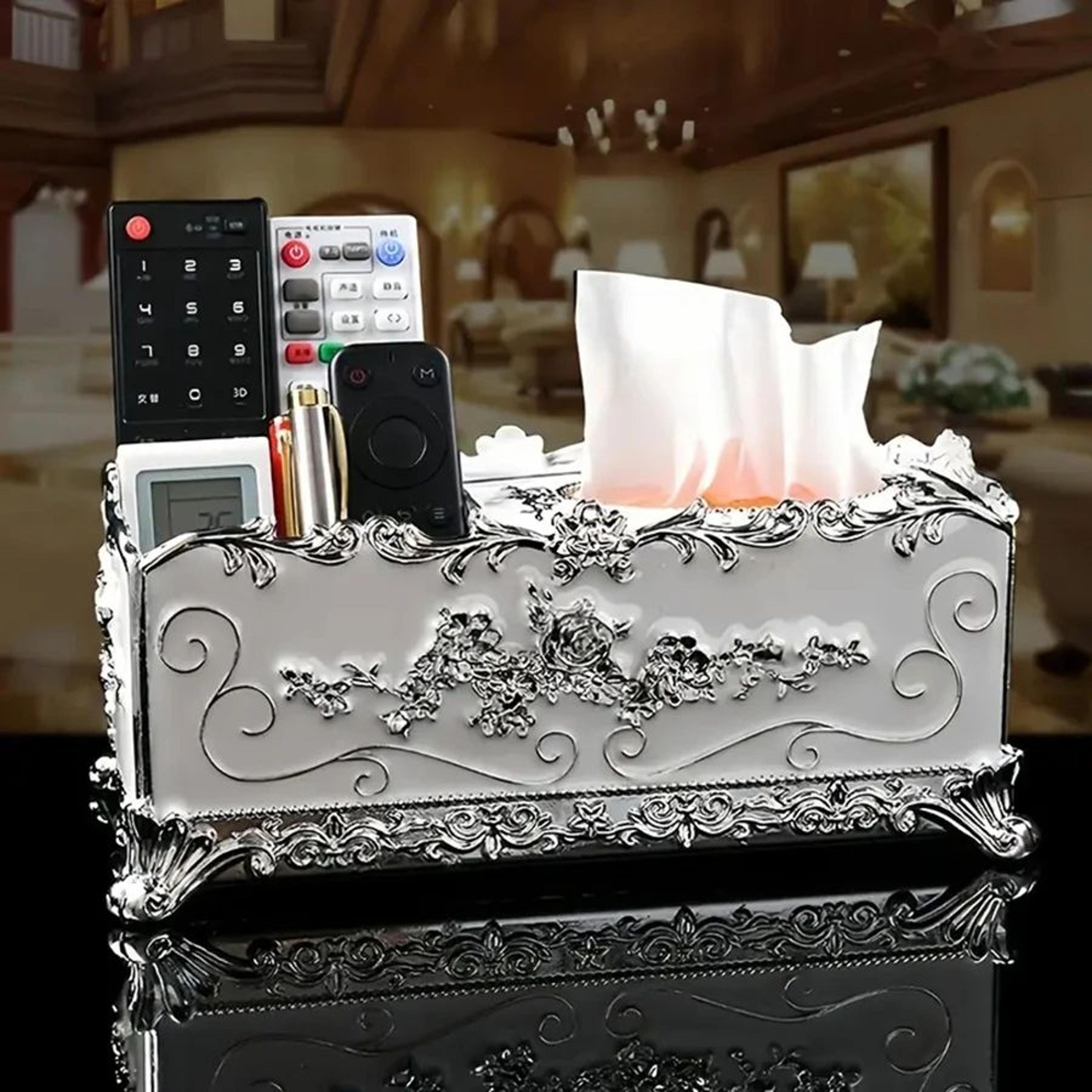 elegant living room tissue box & remote control organizer
