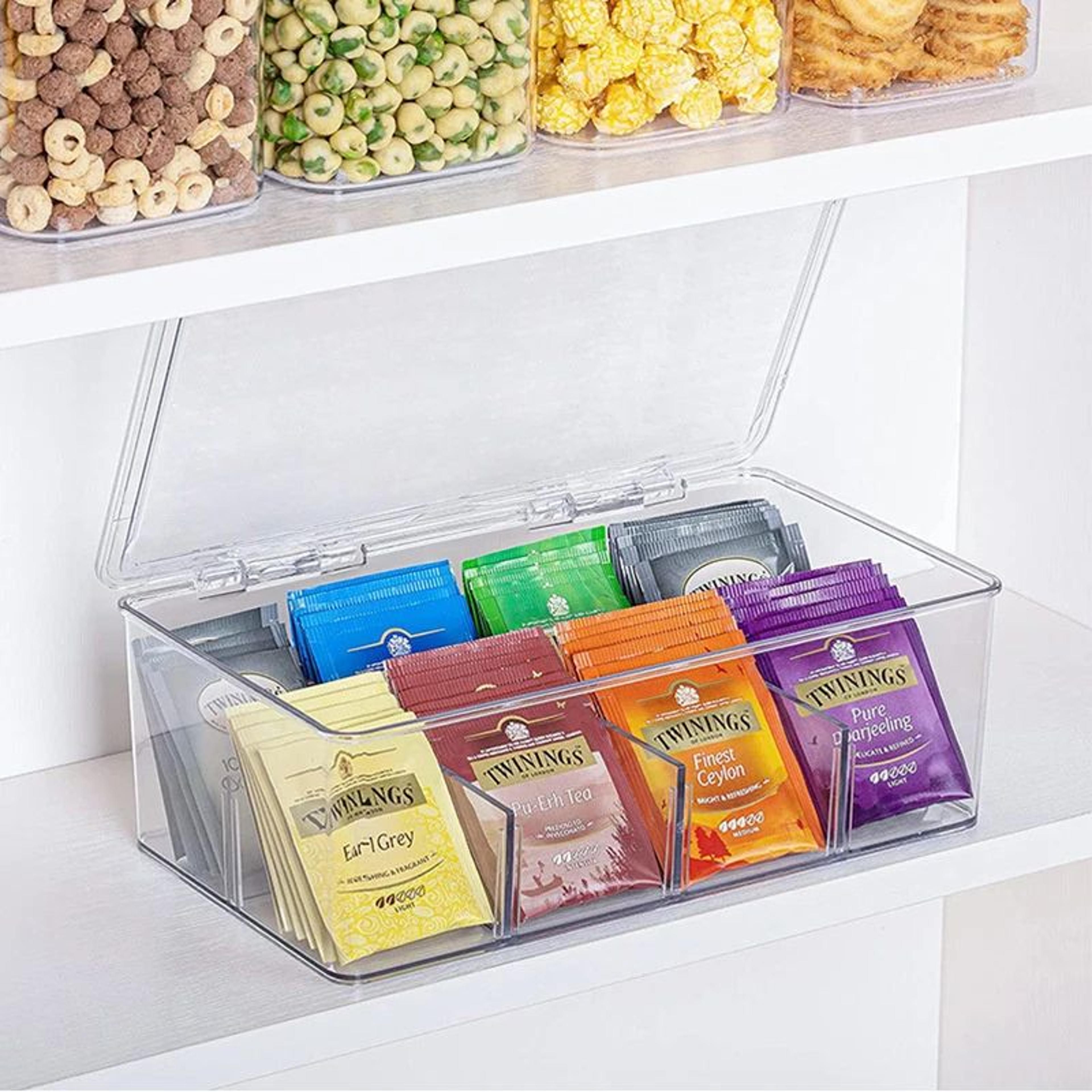 clearview acrylic tea bag organizer box with lid