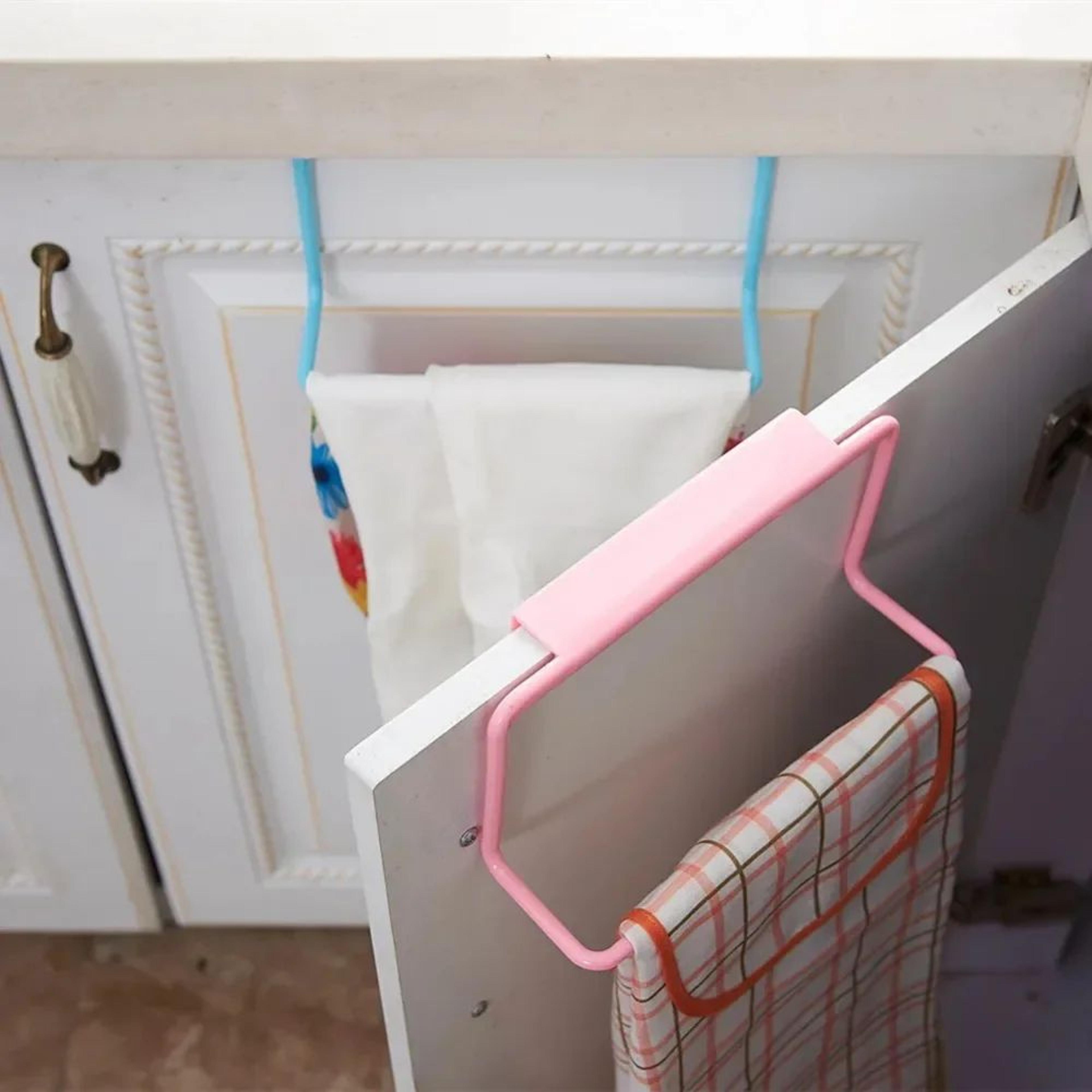 over-the-door cabinet towel holder & kitchen organizer rack – plastic towel rack, cabinet door organizer & kitchen stora