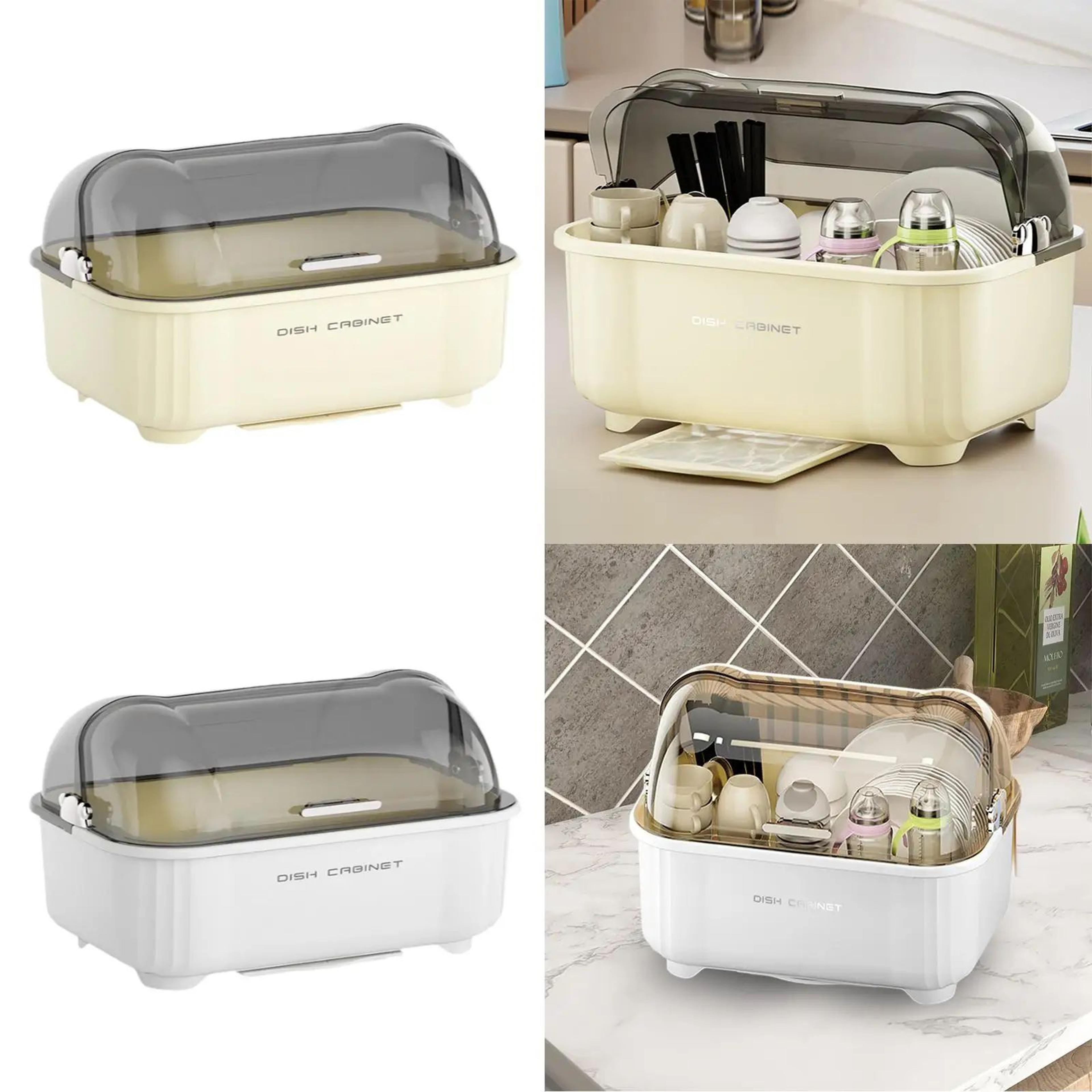 large capacity dish drying rack with lid – covered kitchen drying rack & utensil organizer