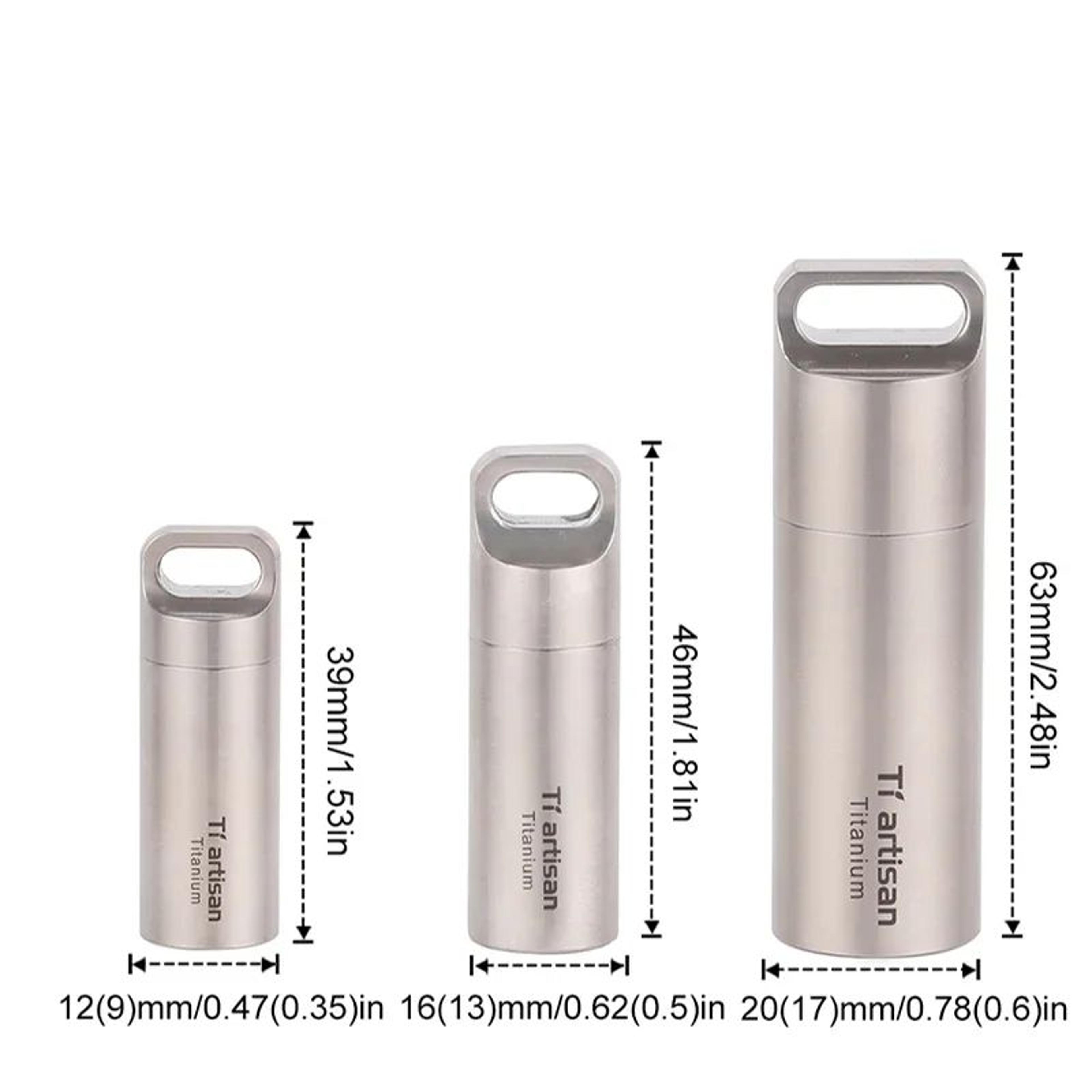 tiartisan titanium pill case waterproof keychain pill holder for travel & everyday carry