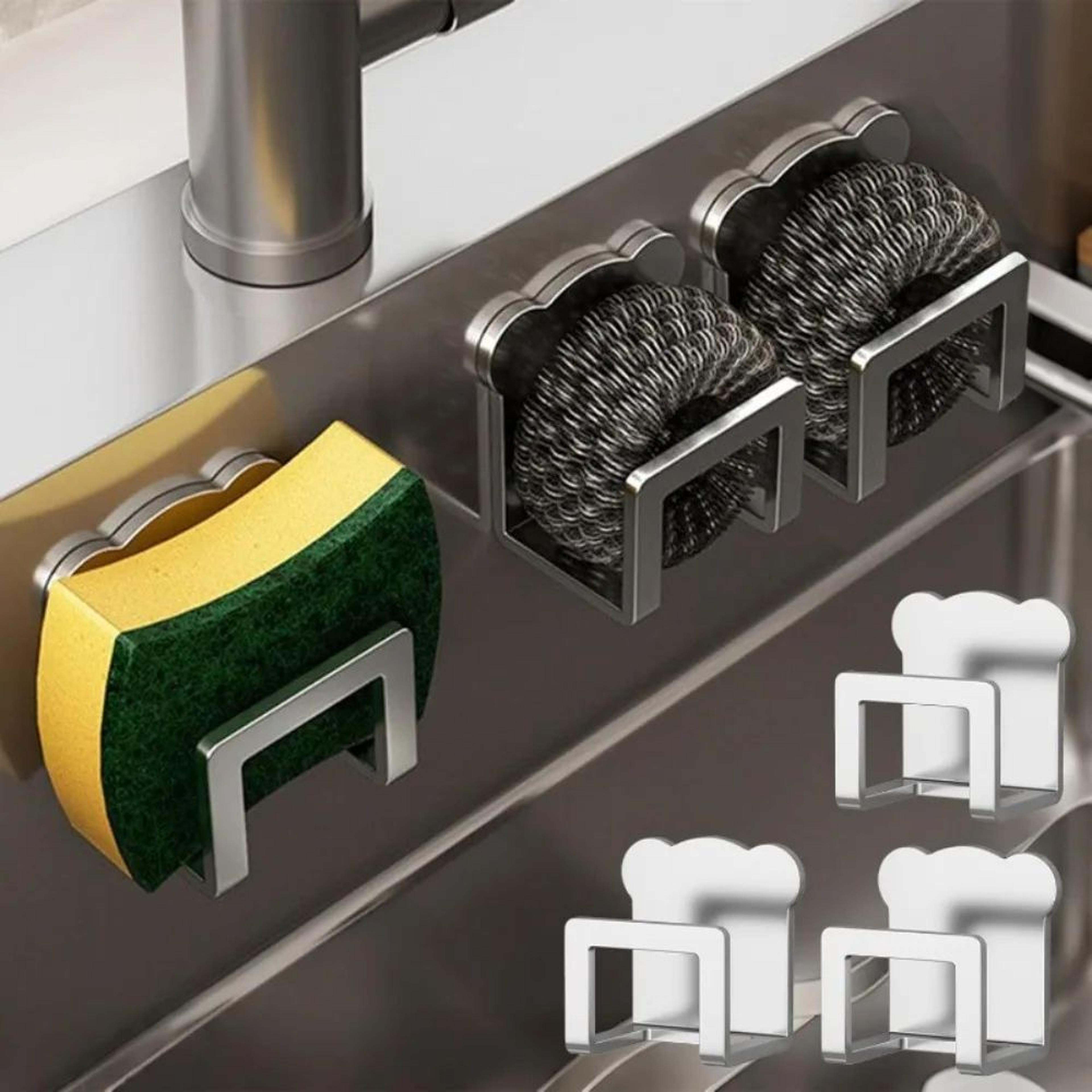stainless steel sponge holder self adhesive sink organizer for kitchen storage