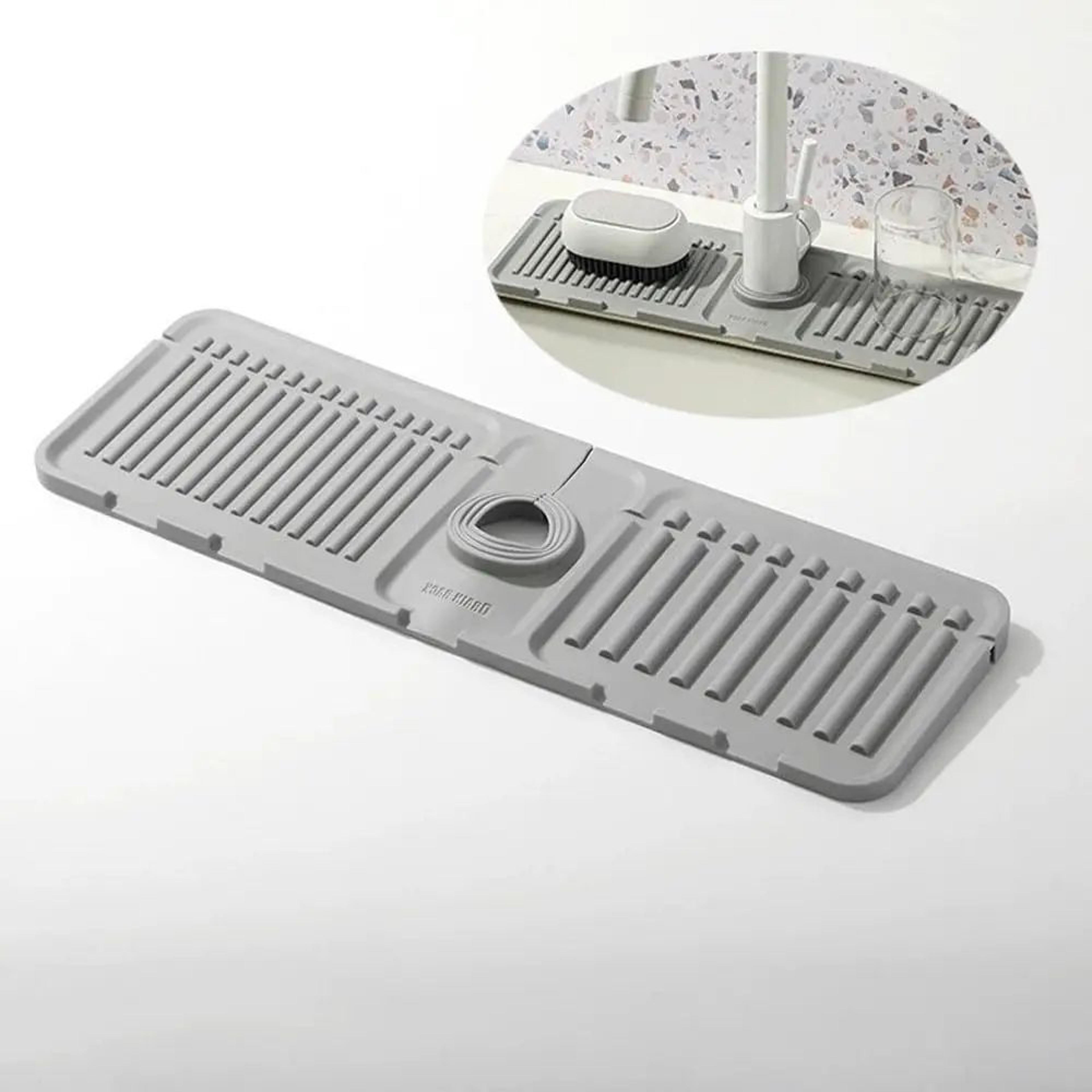 fast dry silicone faucet mat for kitchen sink countertop splash guard drain tray