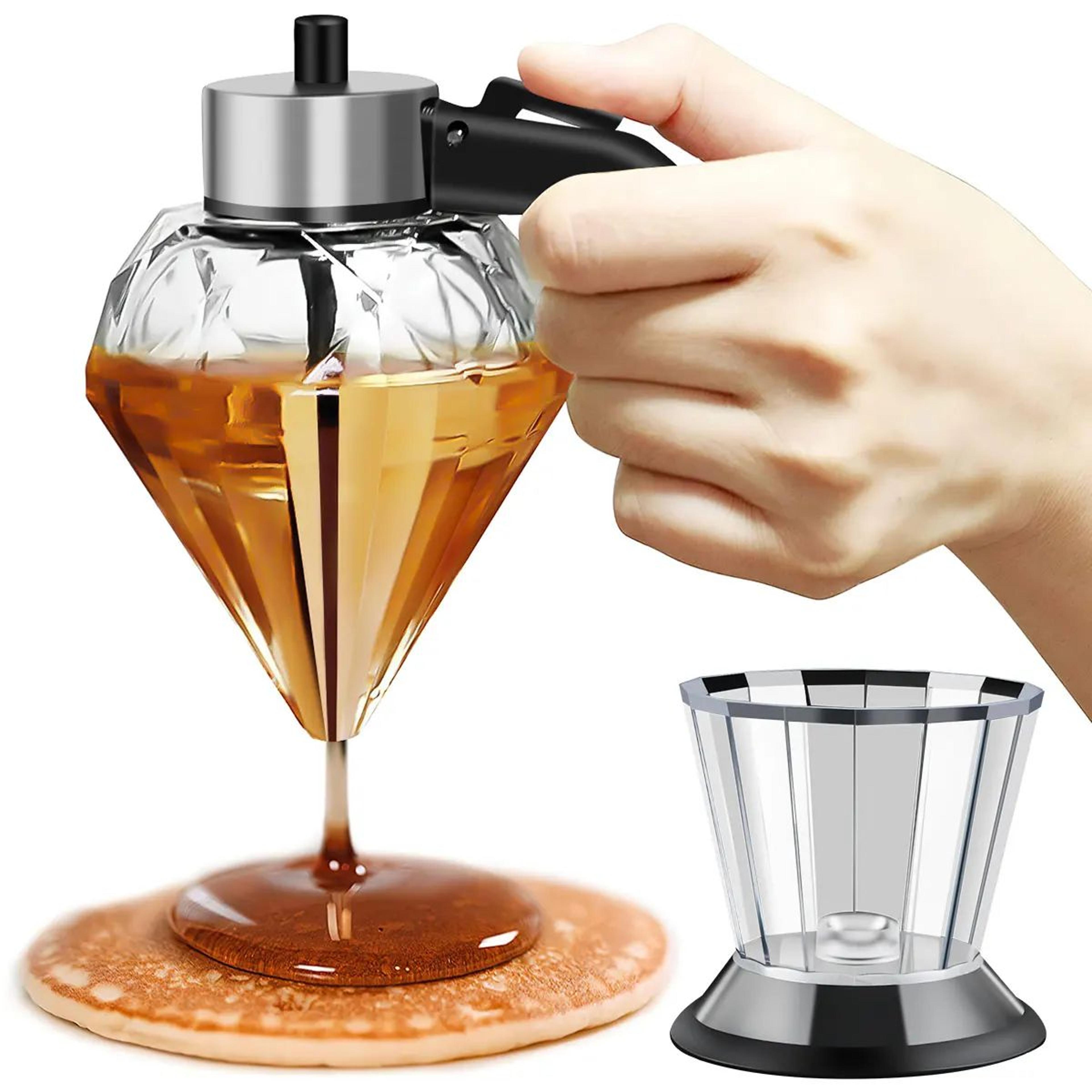 diamond glass honey dispenser 200ml glass oil dispenser for honey vinegar and syrup