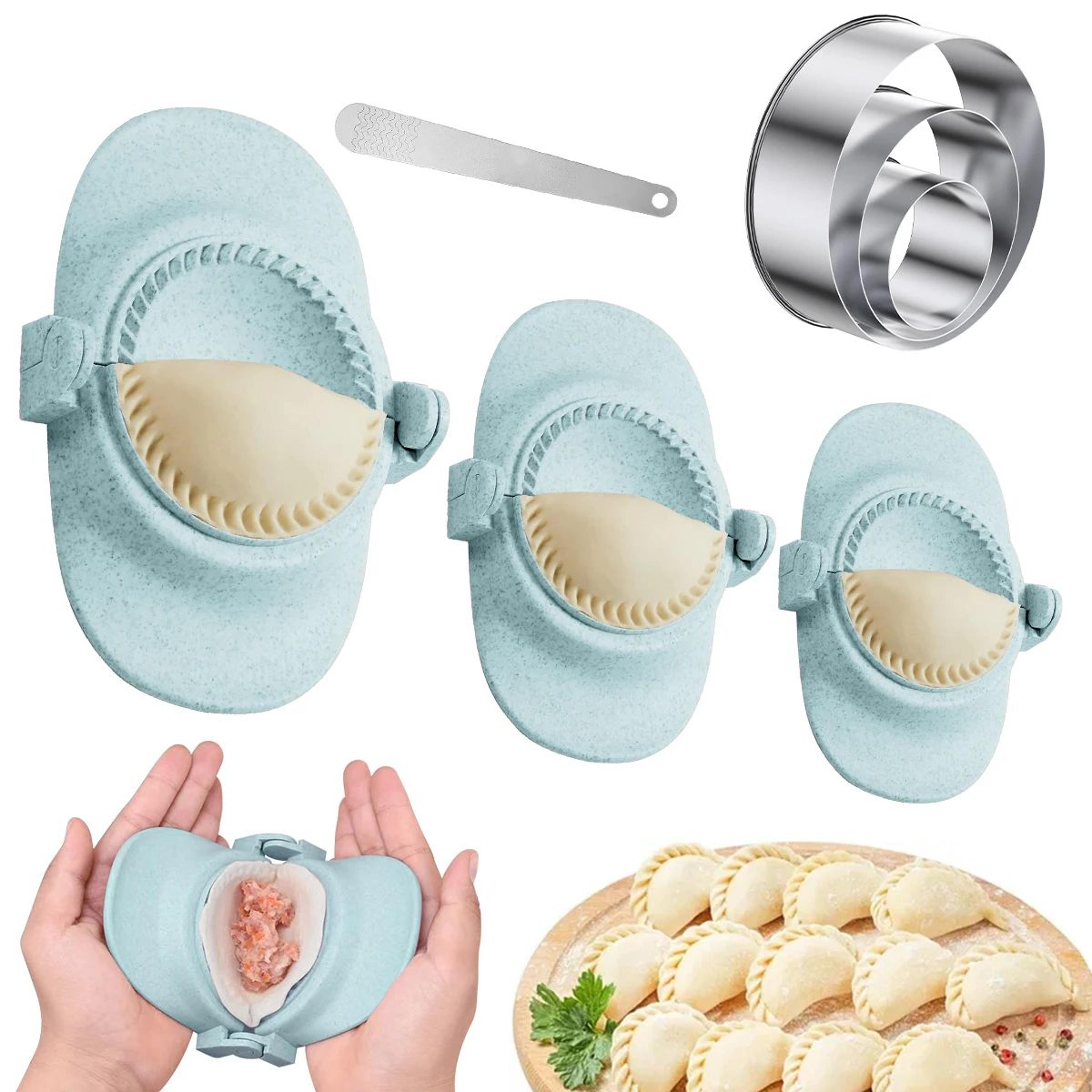 7 piece stainless steel dumpling maker set with 3 sizes reusable dumpling press and empanada press molds