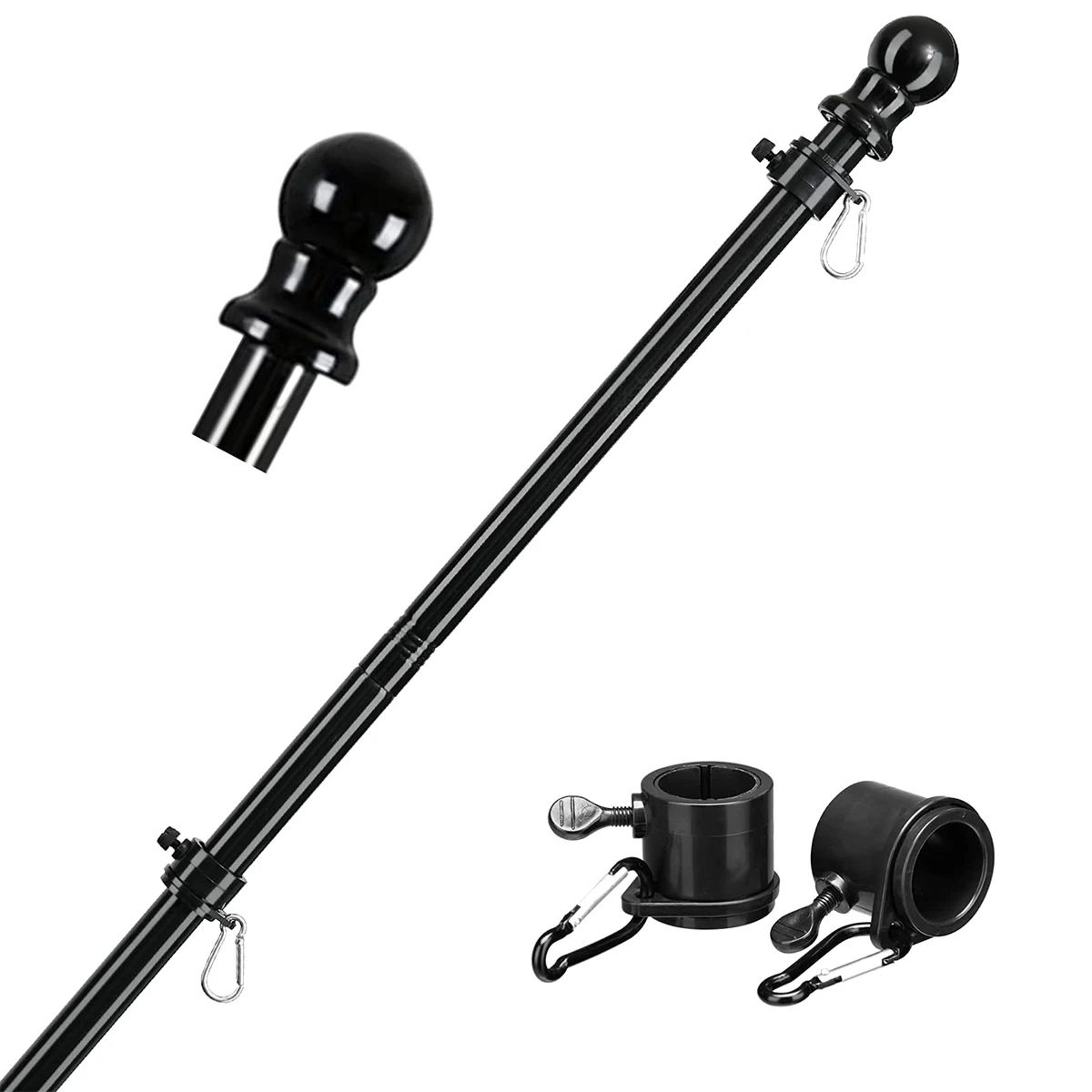 1.8 meter telescopic flag pole with 360 rotating flag pole rings and wall mount holder