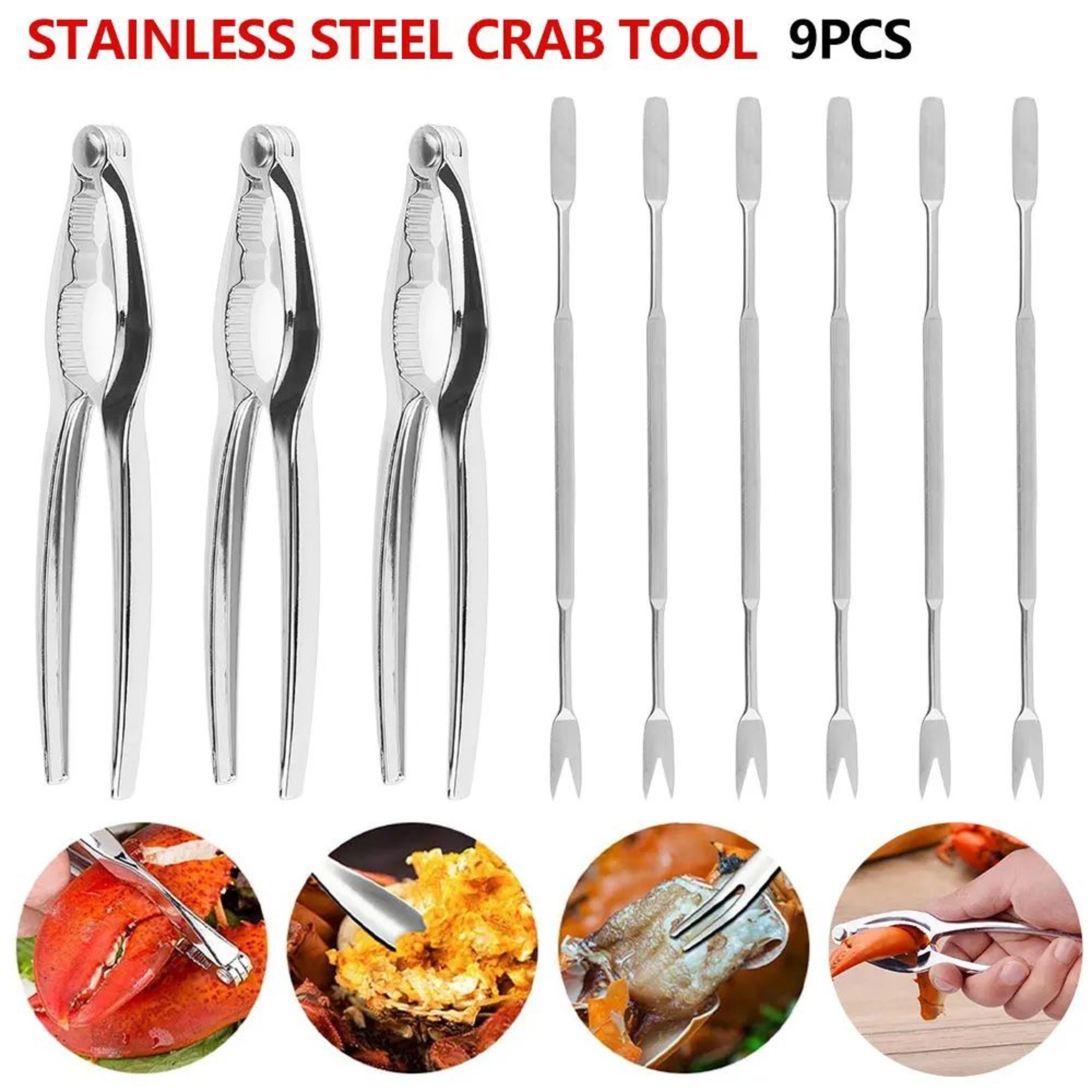 seafood tools set with crab cracker and lobster cracker 9 piece stainless steel kit
