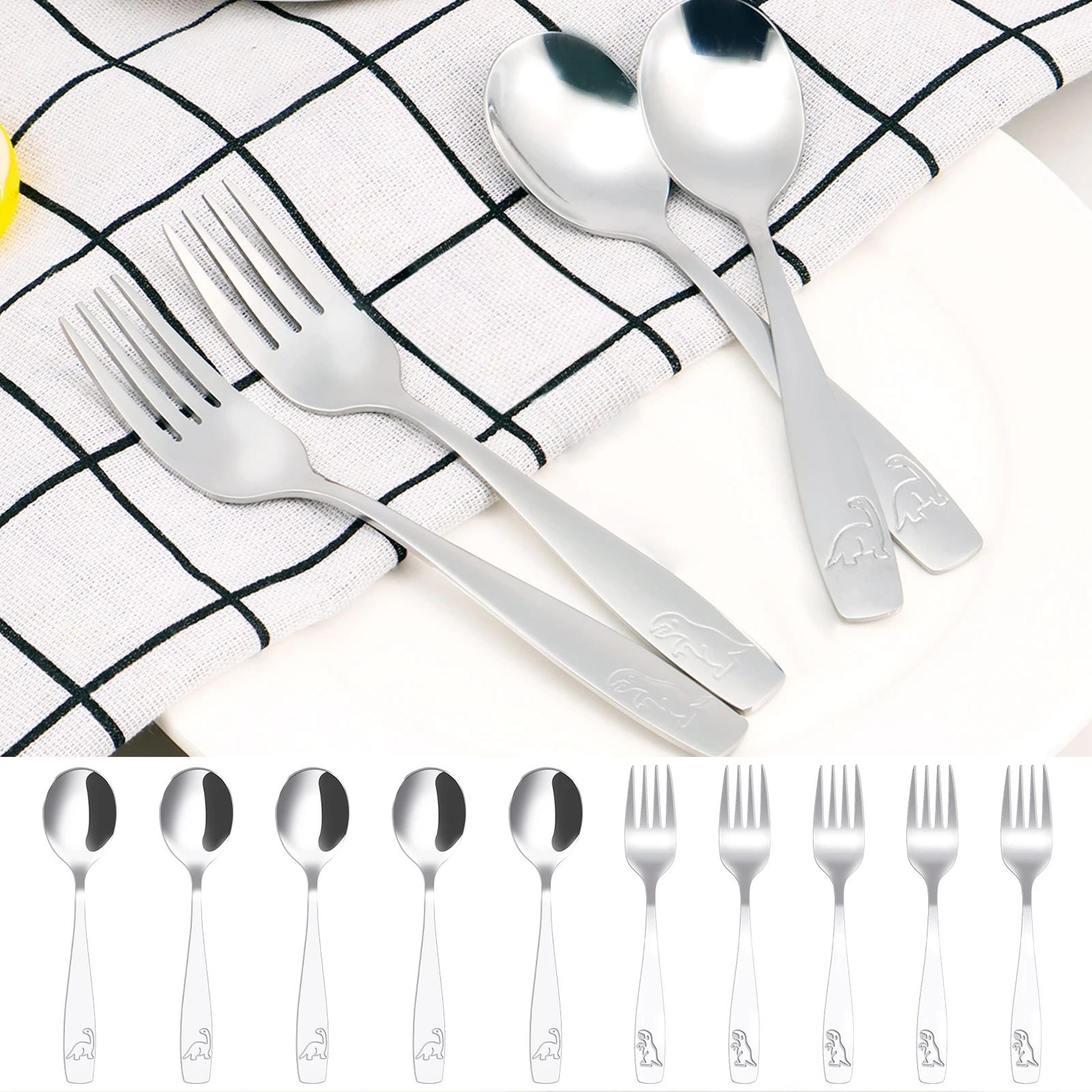 stainless steel toddler silverware set kids spoon and fork flatware set for daily meals and parties