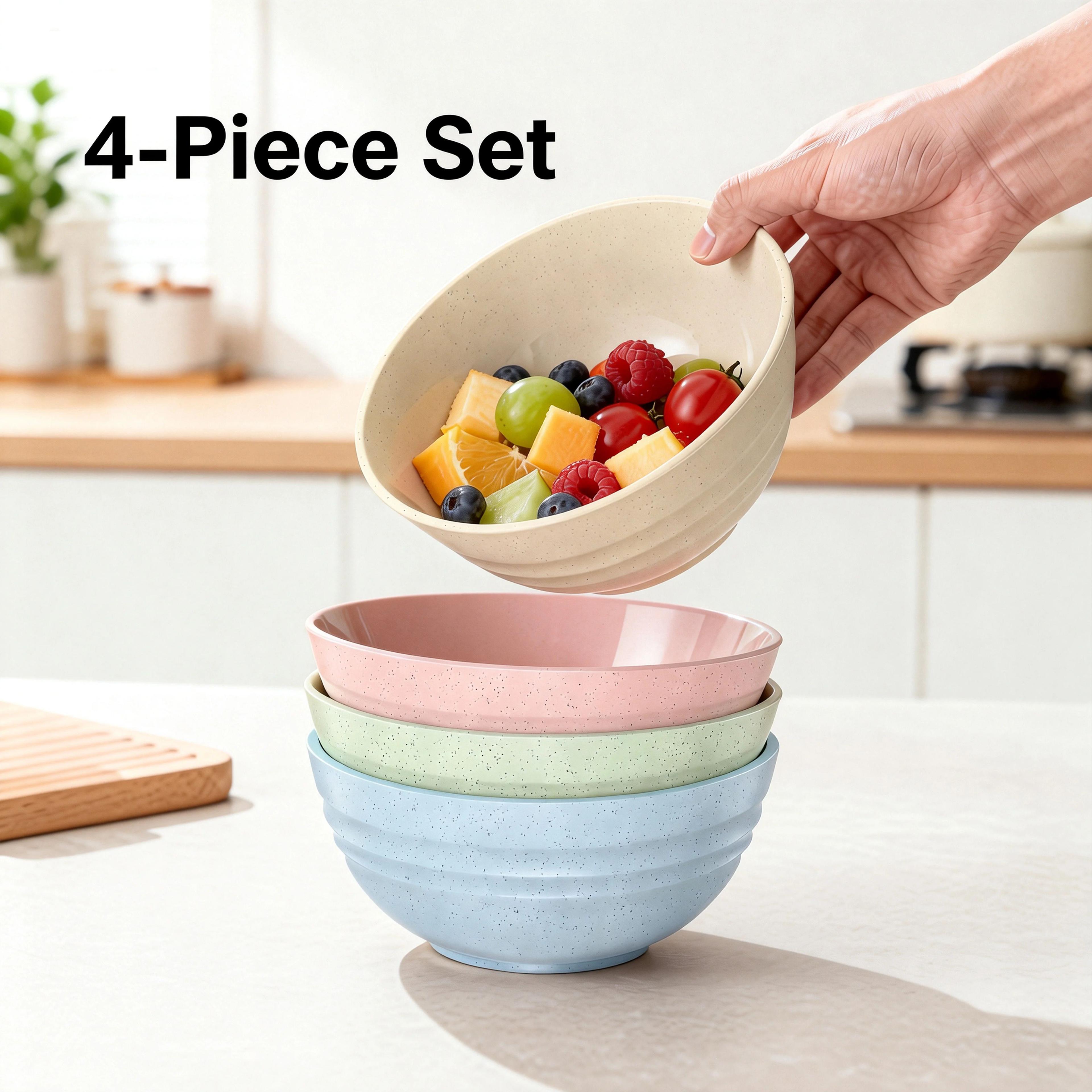 4 piece unbreakable cereal bowl set microwave safe dishwasher safe salad and soup bowls