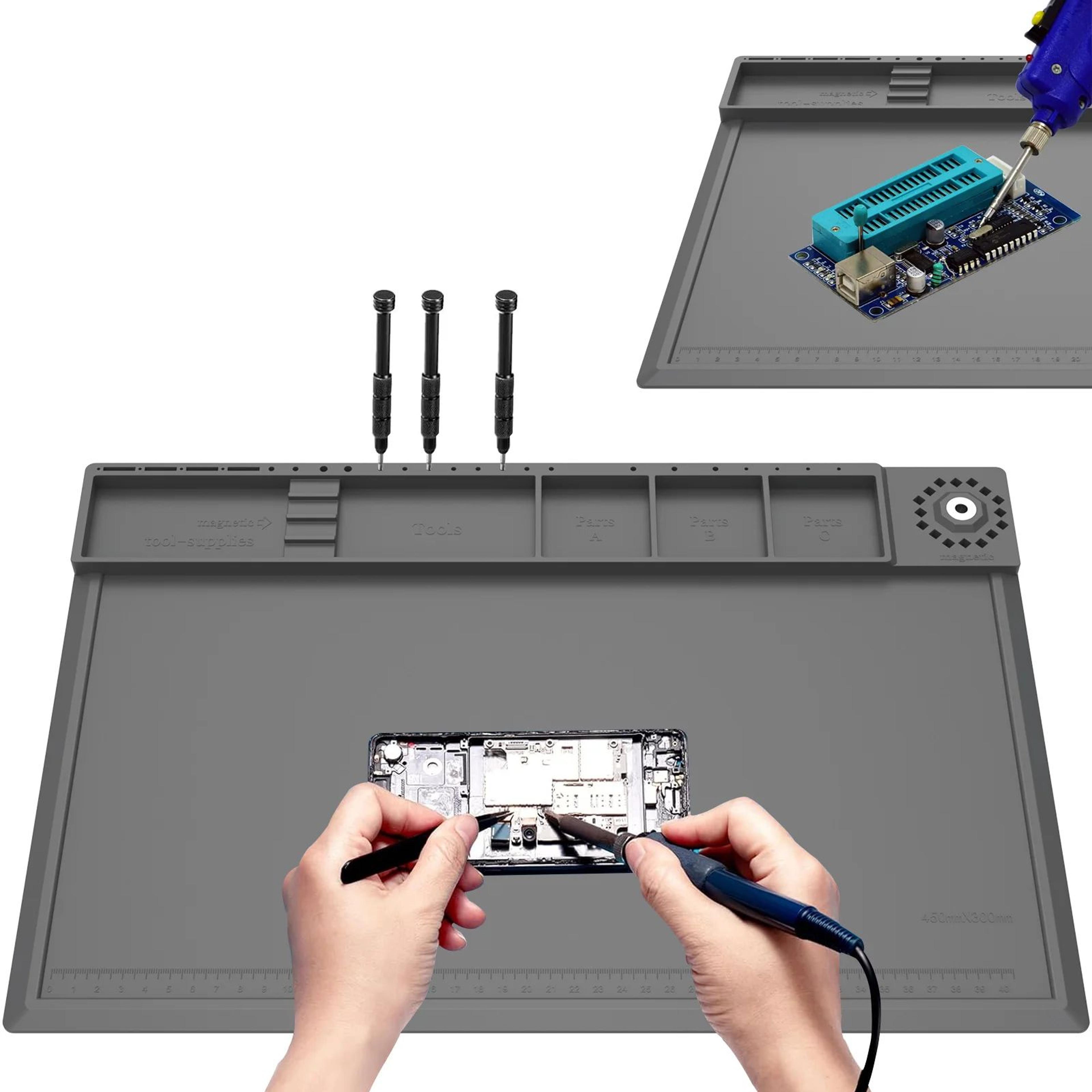heat resistant silicone soldering mat with magnetic repair pad for electronics workbench