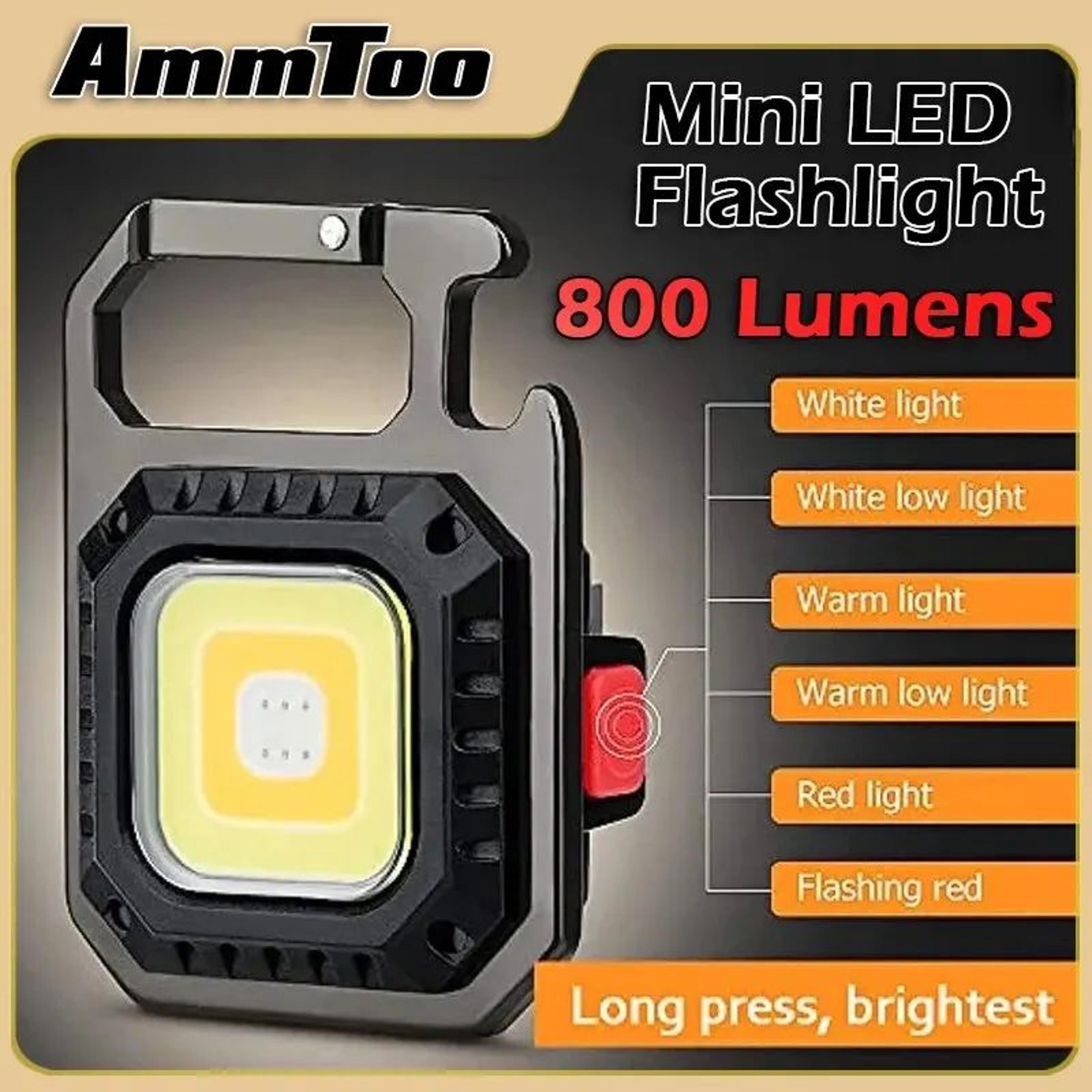 ammtoo rechargeable led flashlight magnetic cob work light 800 lumen pocket camping light