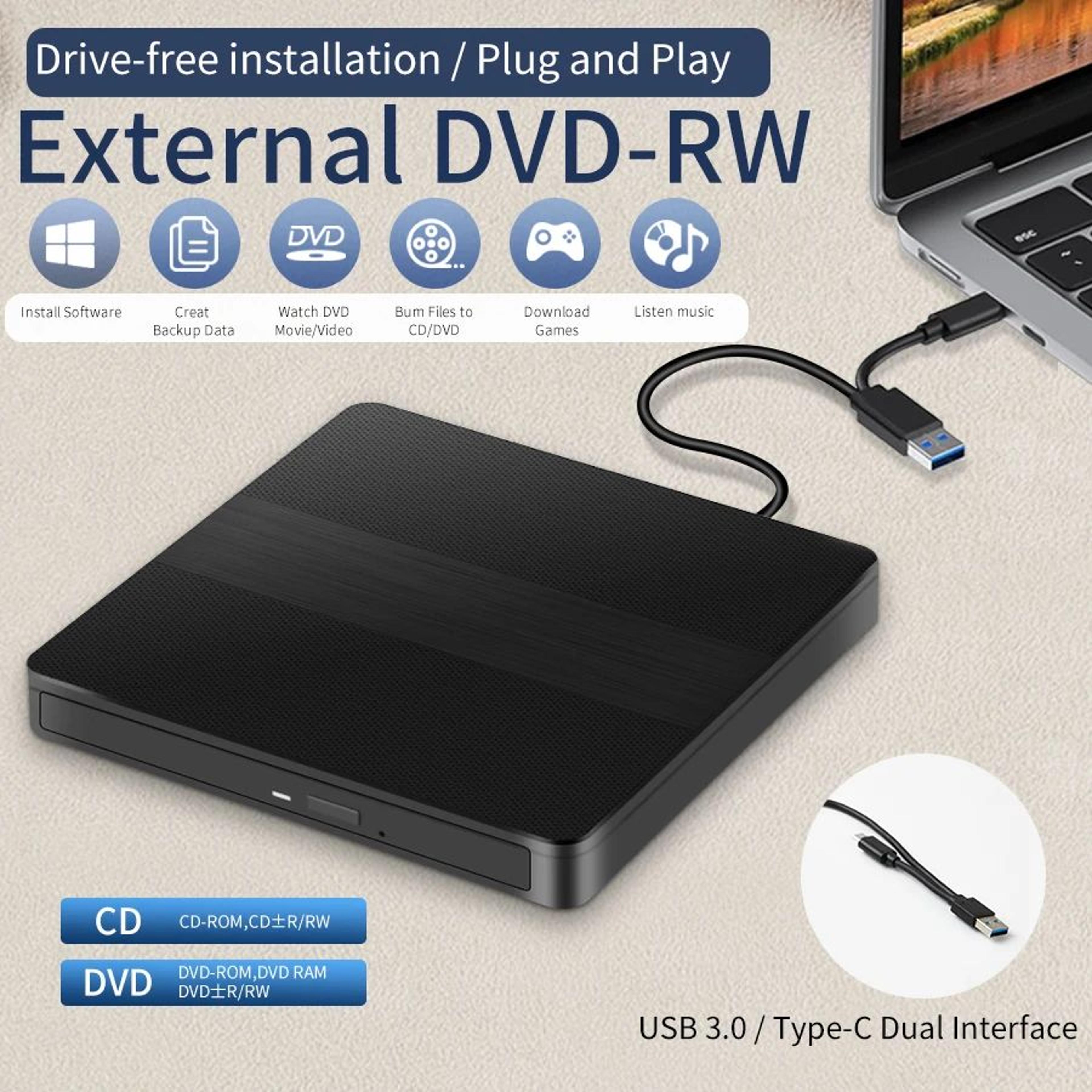 ultraslim external dvd drive usb 3.0 type c portable dvd burner cd dvd rw reader writer for laptop pc
