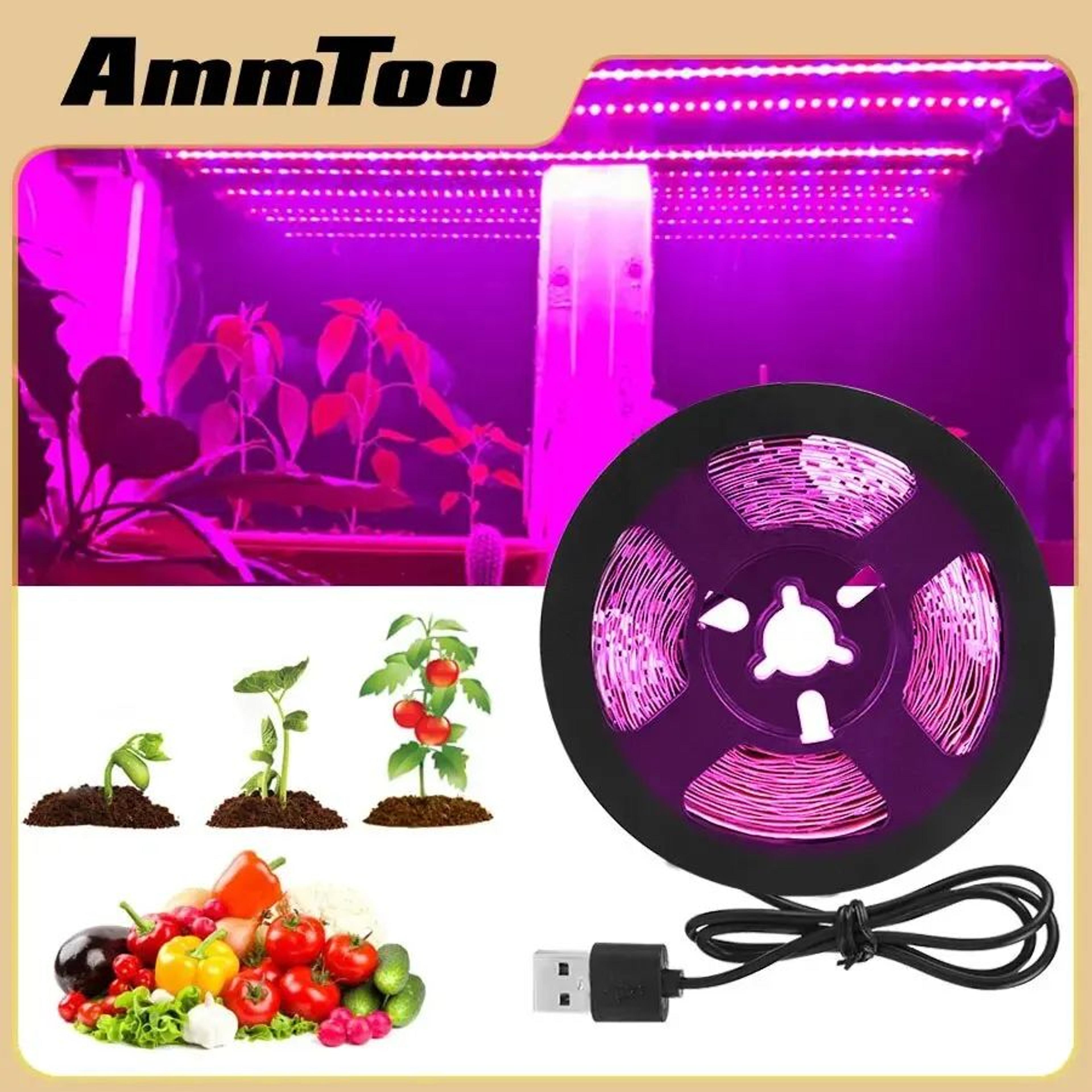 ammtoo led grow light strip usb full spectrum plant grow light for indoor plants 1m to 5m
