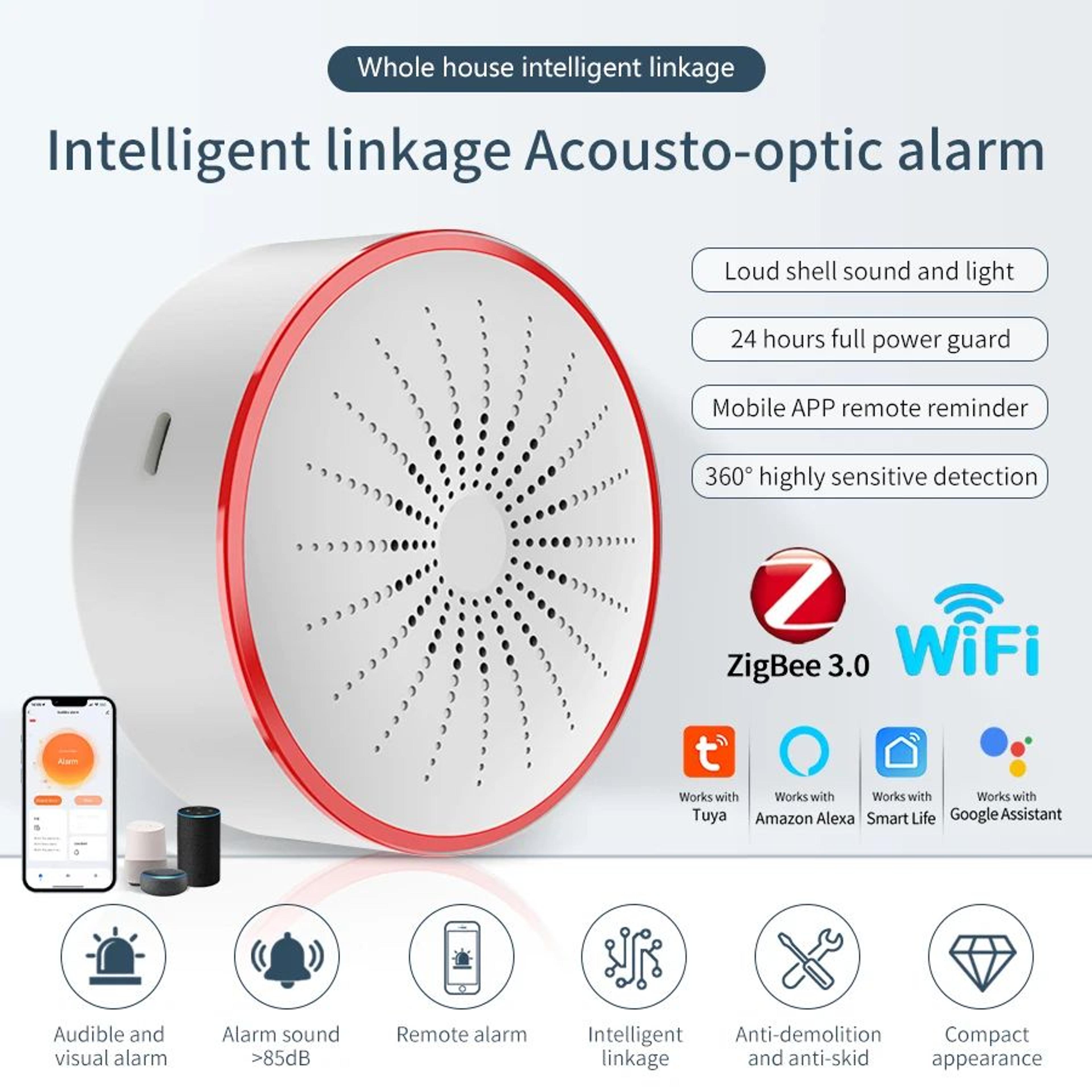 tuya smart alarm siren wifi alarm zigbee siren with app control and sound light alerts