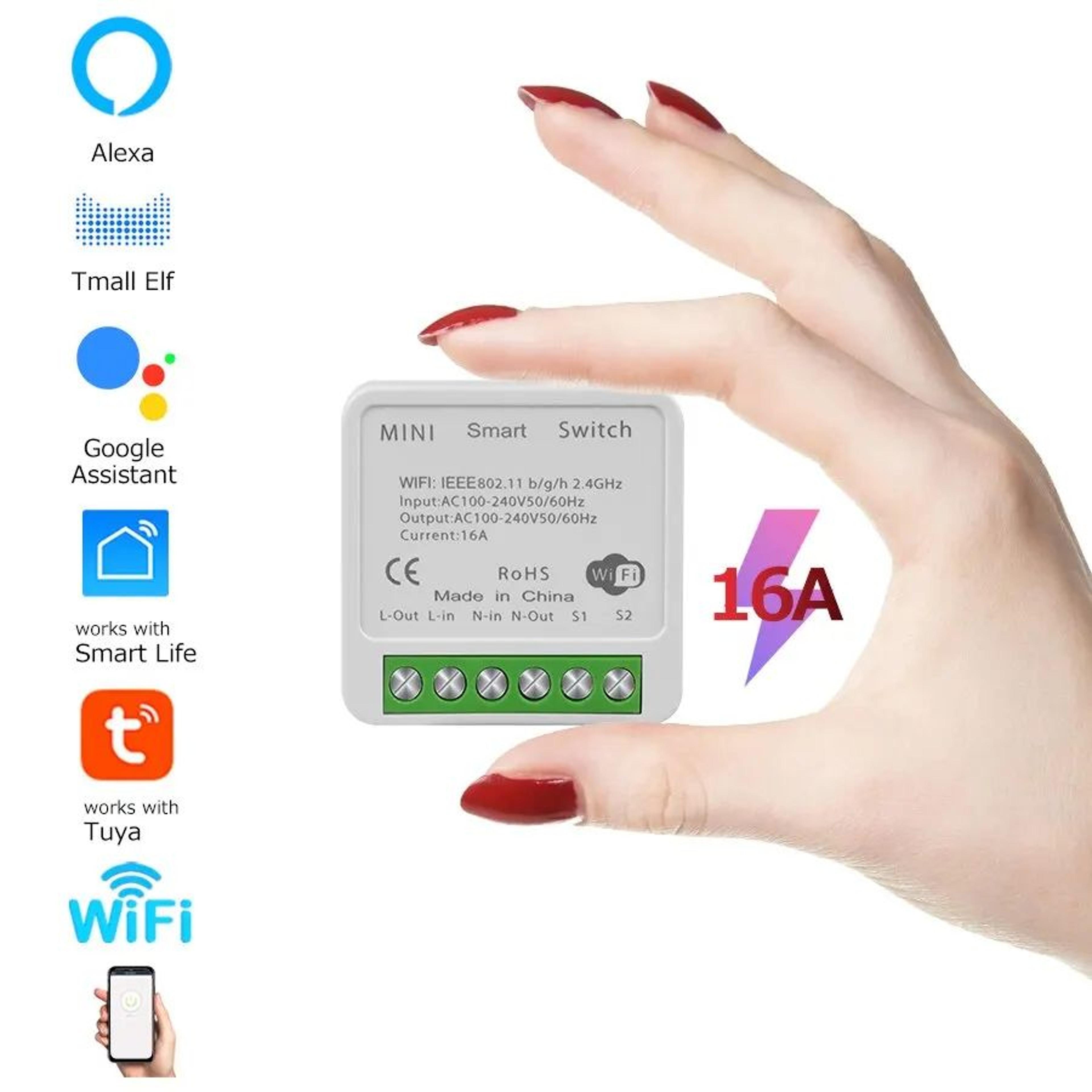 tuya 16a wifi smart switch for 2 way control compatible with alexa and google home