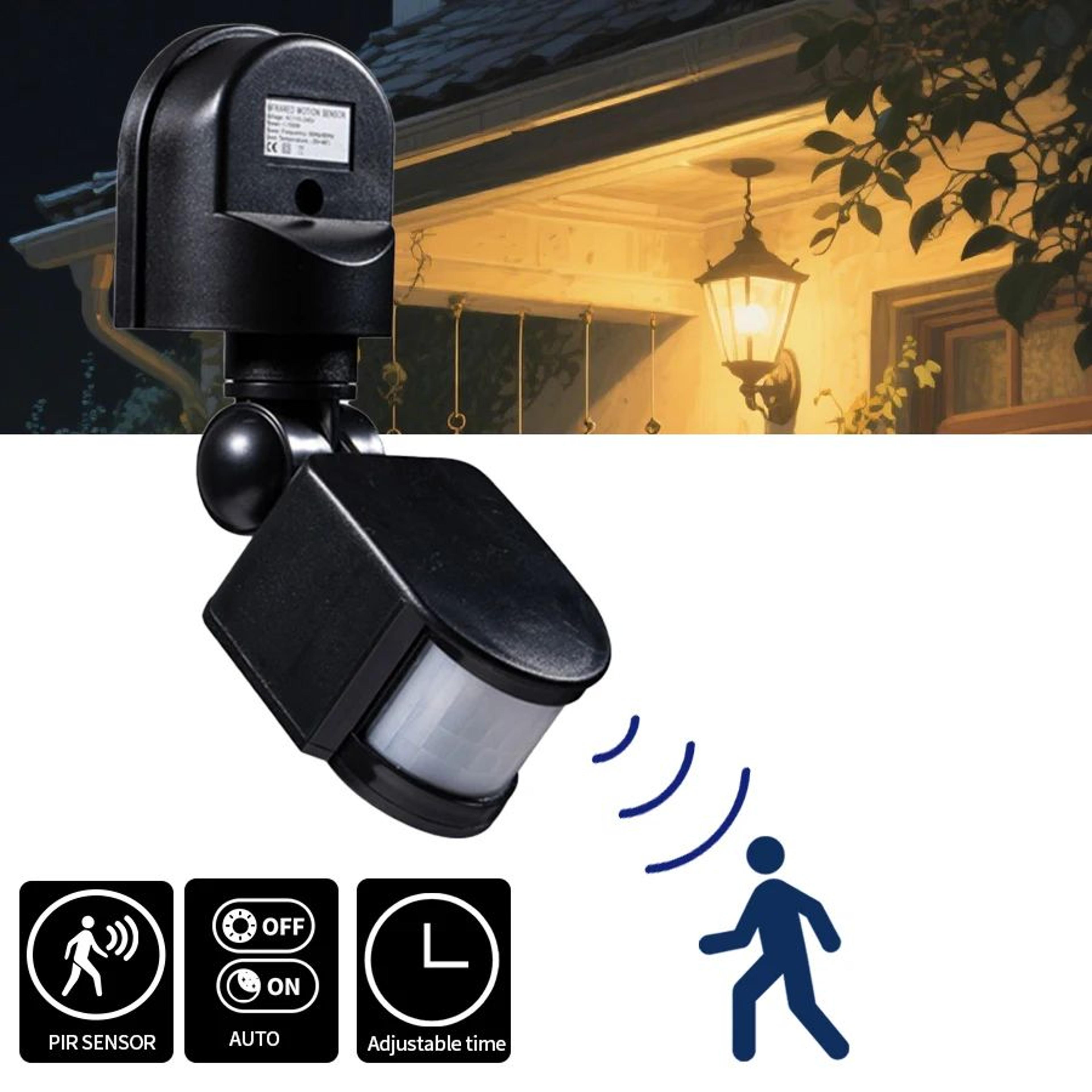 smart pir motion sensor switch with adjustable timer and light sensitivity for 12v 110v 220v security lighting