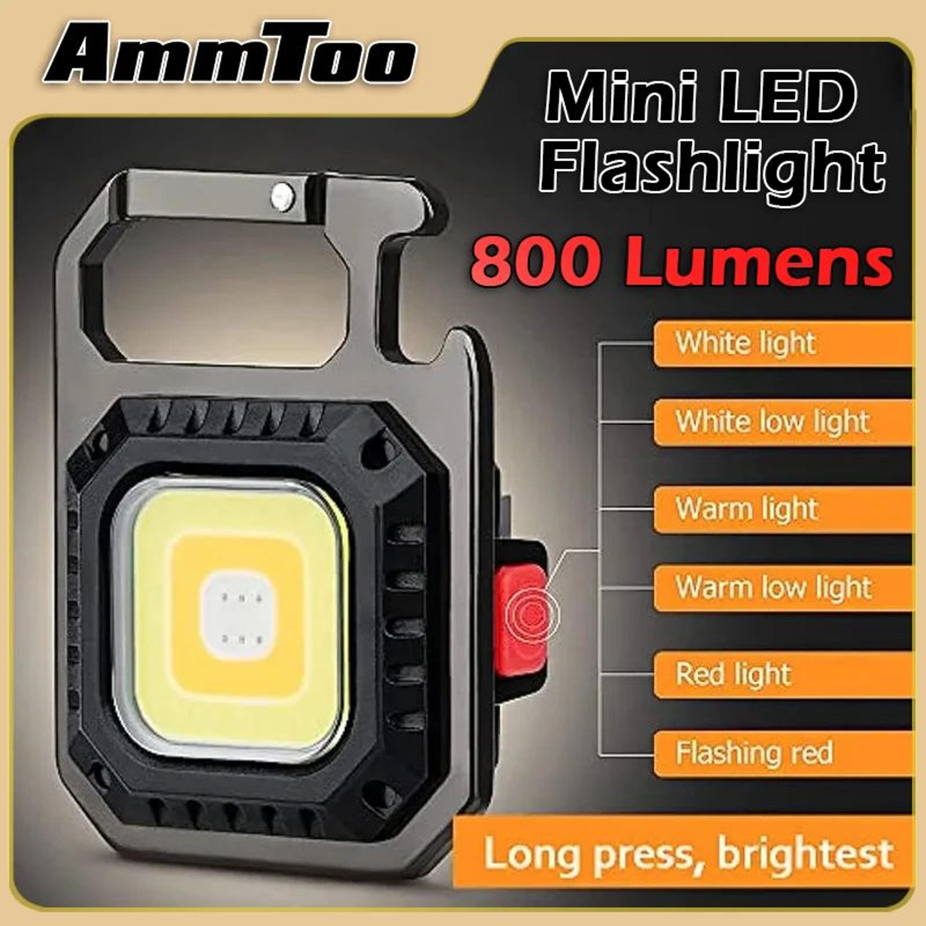 ammtoo rechargeable led flashlight magnetic cob work light pocket camping light