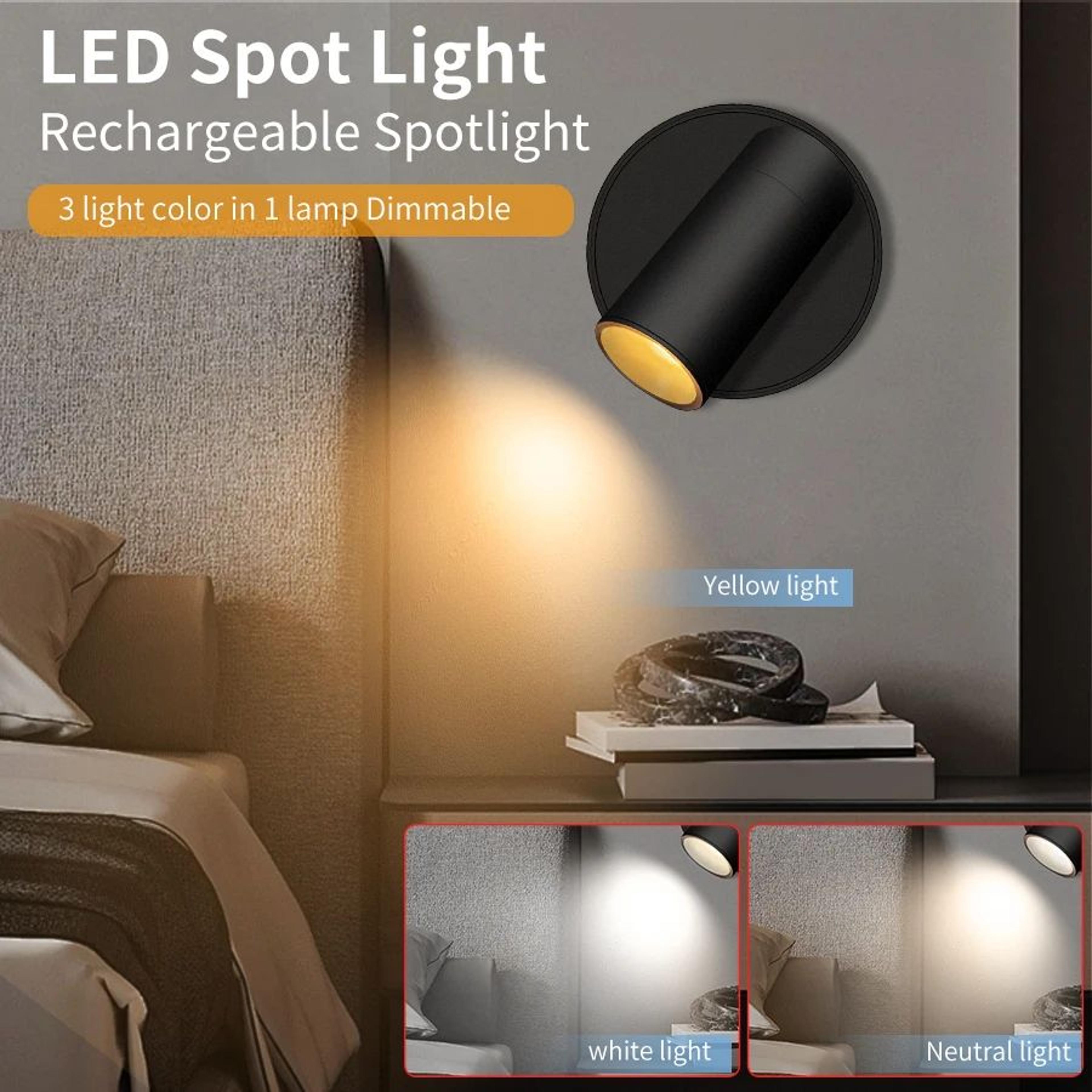 lumiflex magnetic wall light rechargeable wireless reading light with touch dimming and 3 color modes