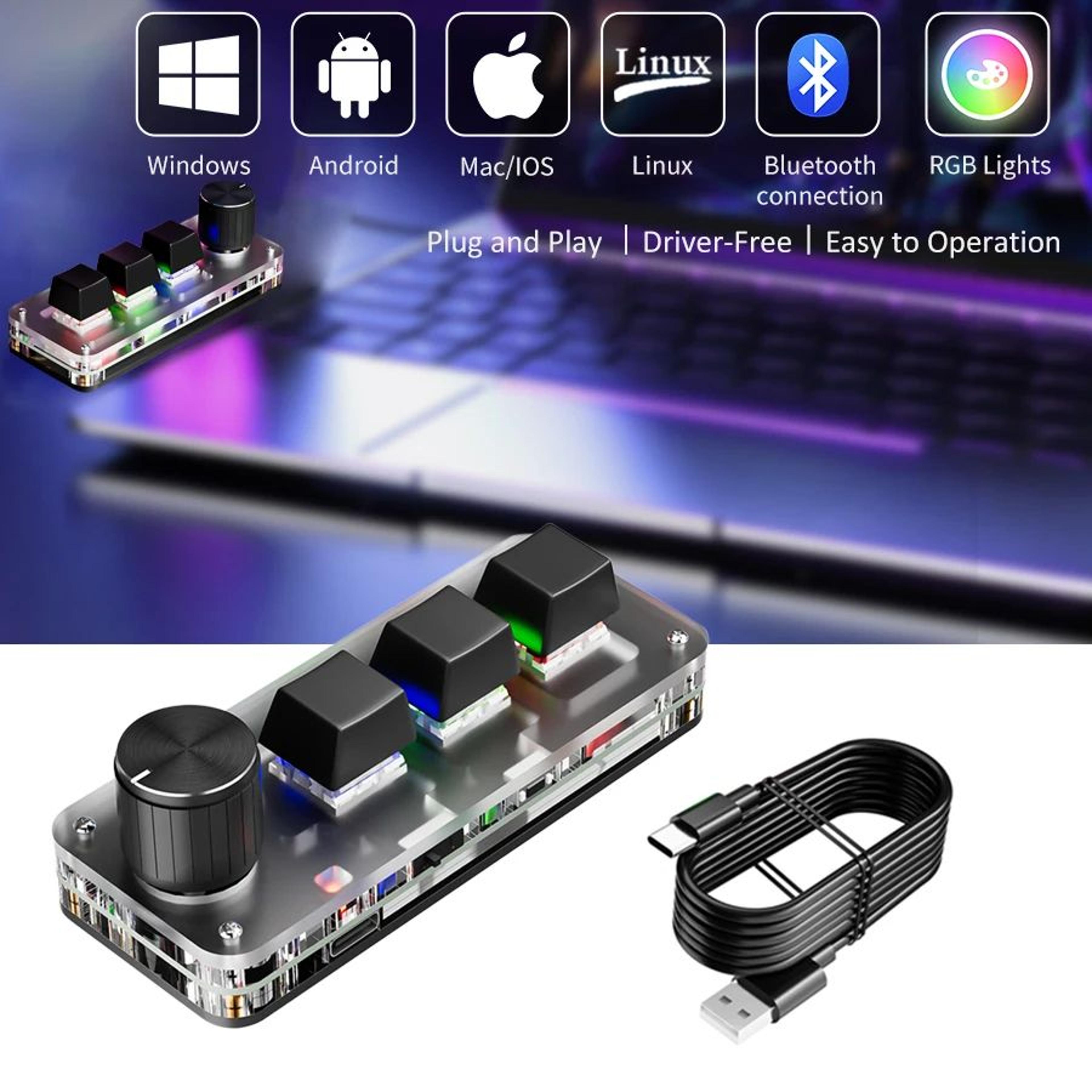 bluetooth macro mechanical keyboard with rgb lighting and hot swap red switches