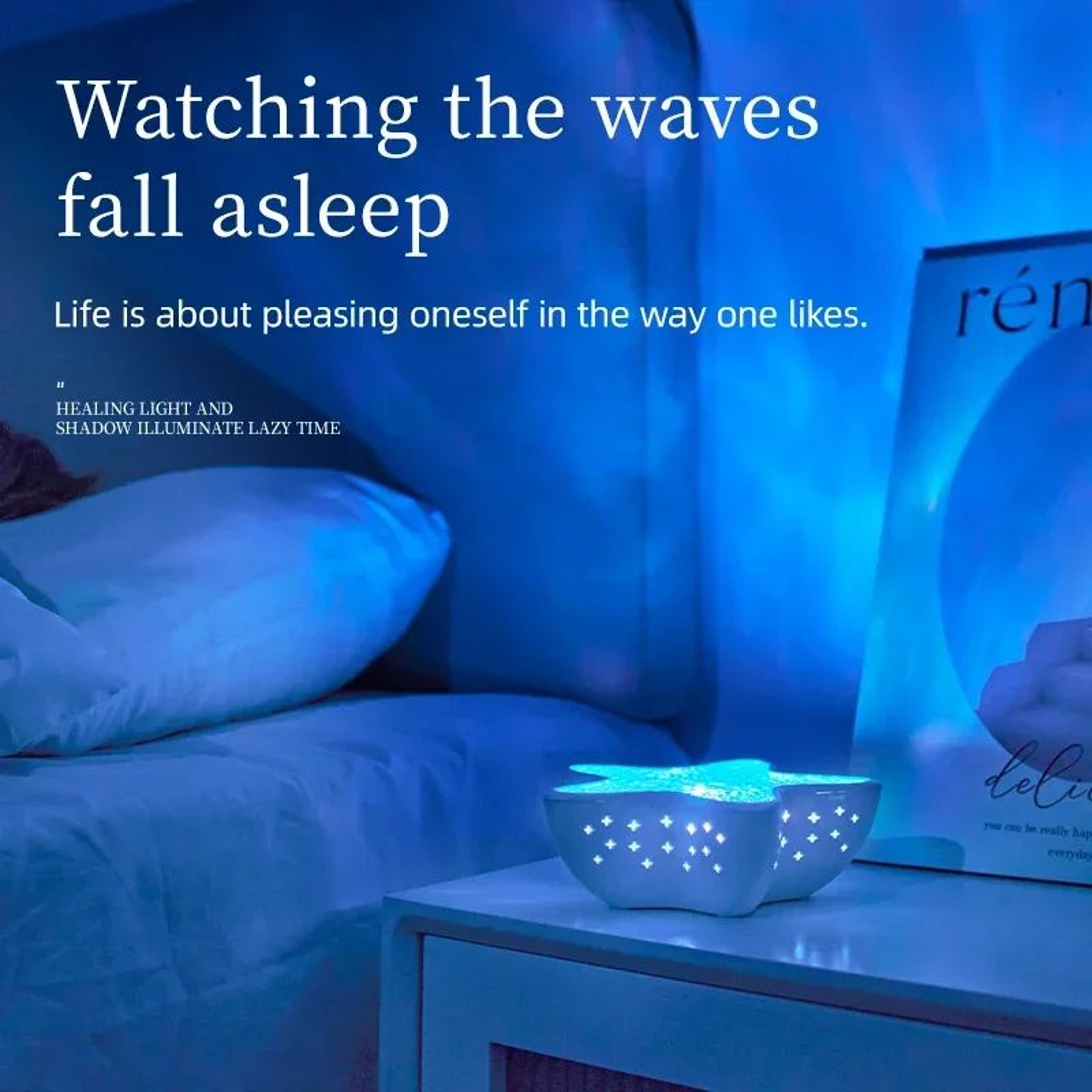 starfish ocean wave projector night light rechargeable rgb mood light for bedroom decor