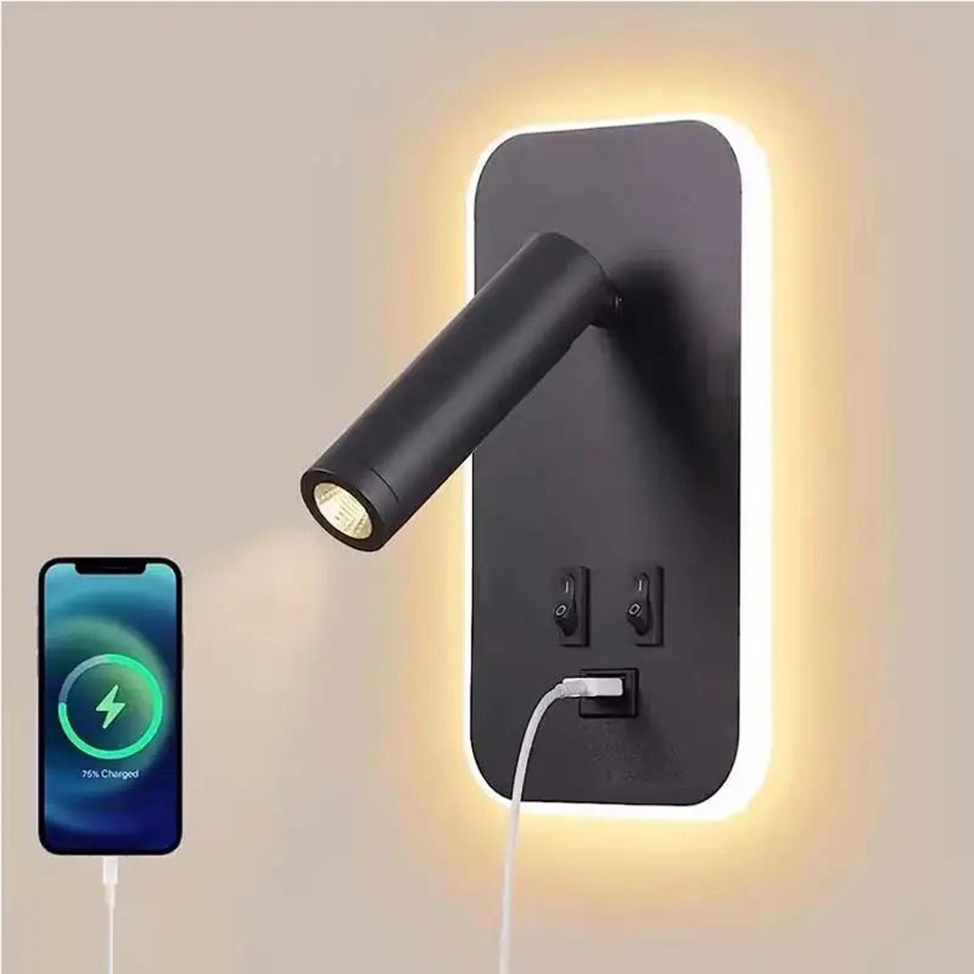 lumicharge led reading light wall mounted bedside wall lamp with usb port