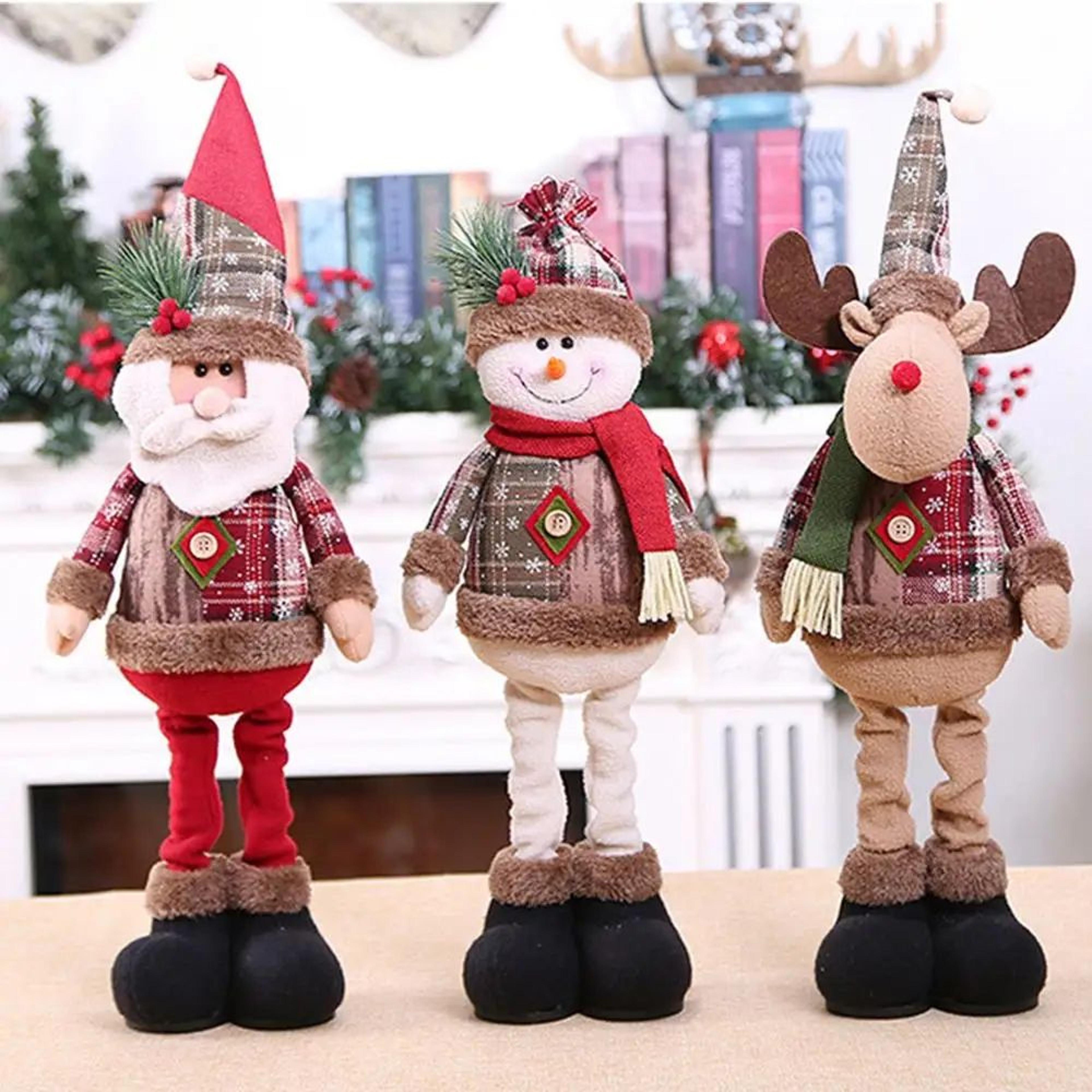festive telescopic christmas doll plush decoration adjustable santa snowman reindeer holiday decor
