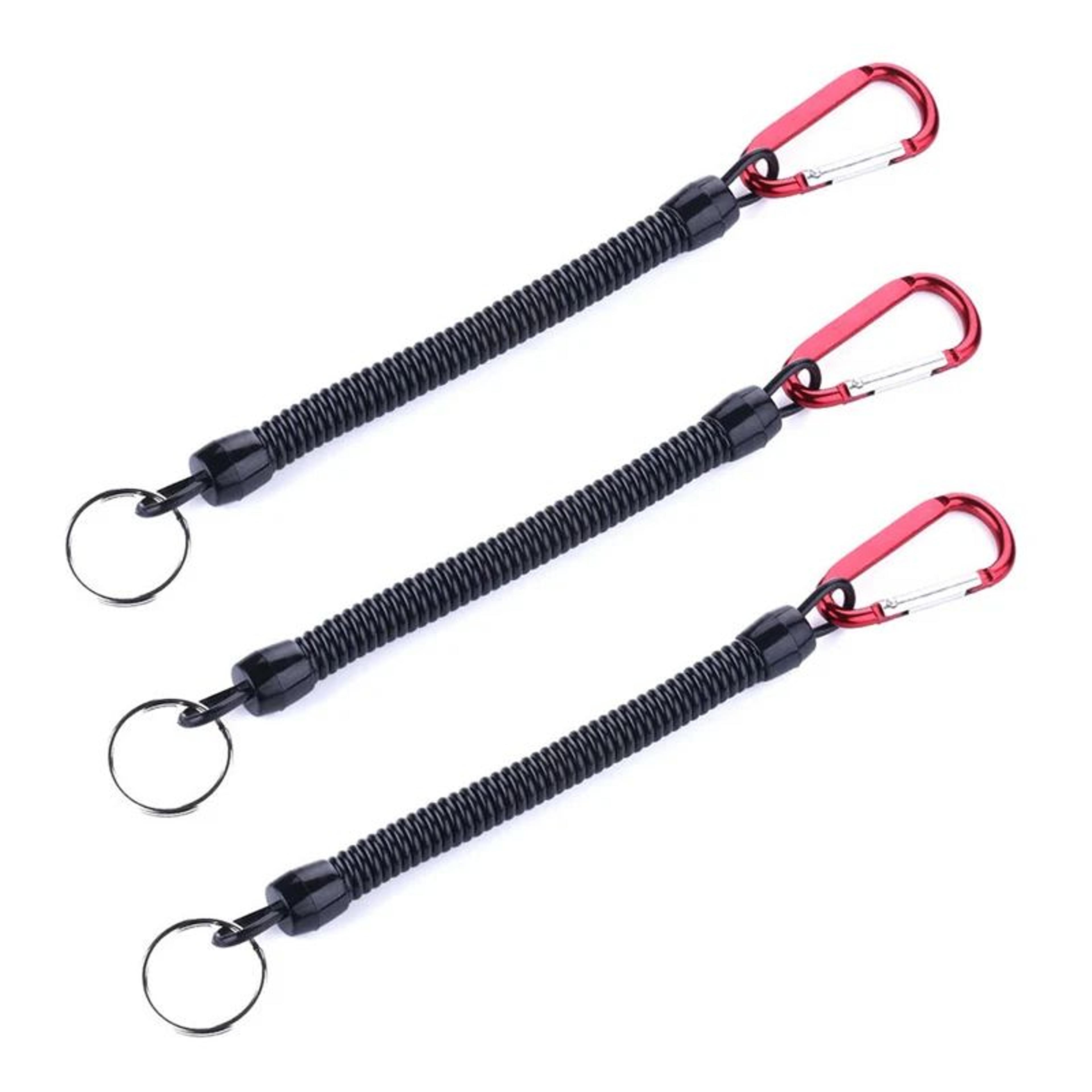 3 pack retractable fishing lanyards with carabiner tpu coiled tether for fishing tools