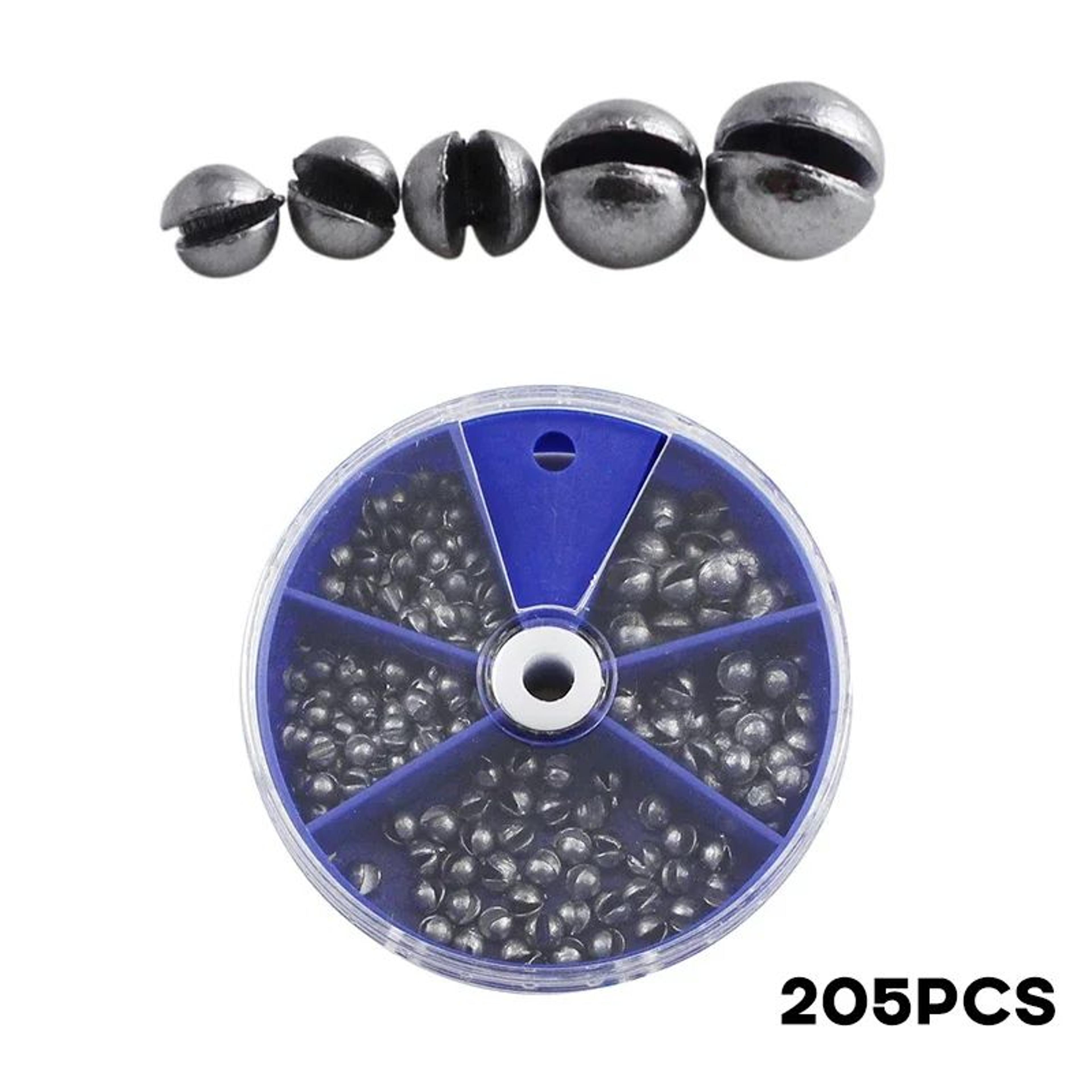 205 piece lead fishing sinkers kit with storage box for fishing weights and deep water casting