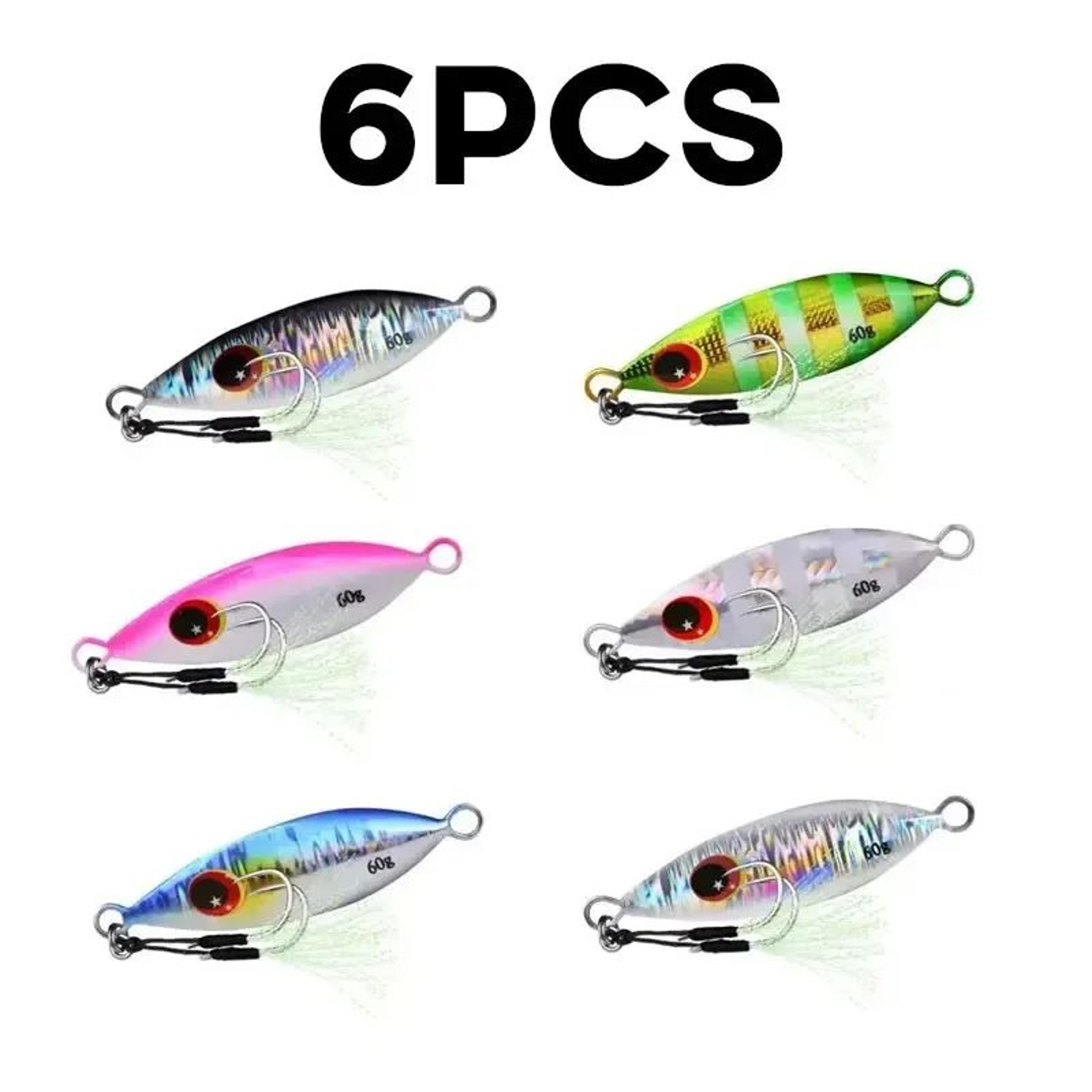 inchiku metal jig lure set 6 piece slow jigging fishing lures for saltwater tuna bass