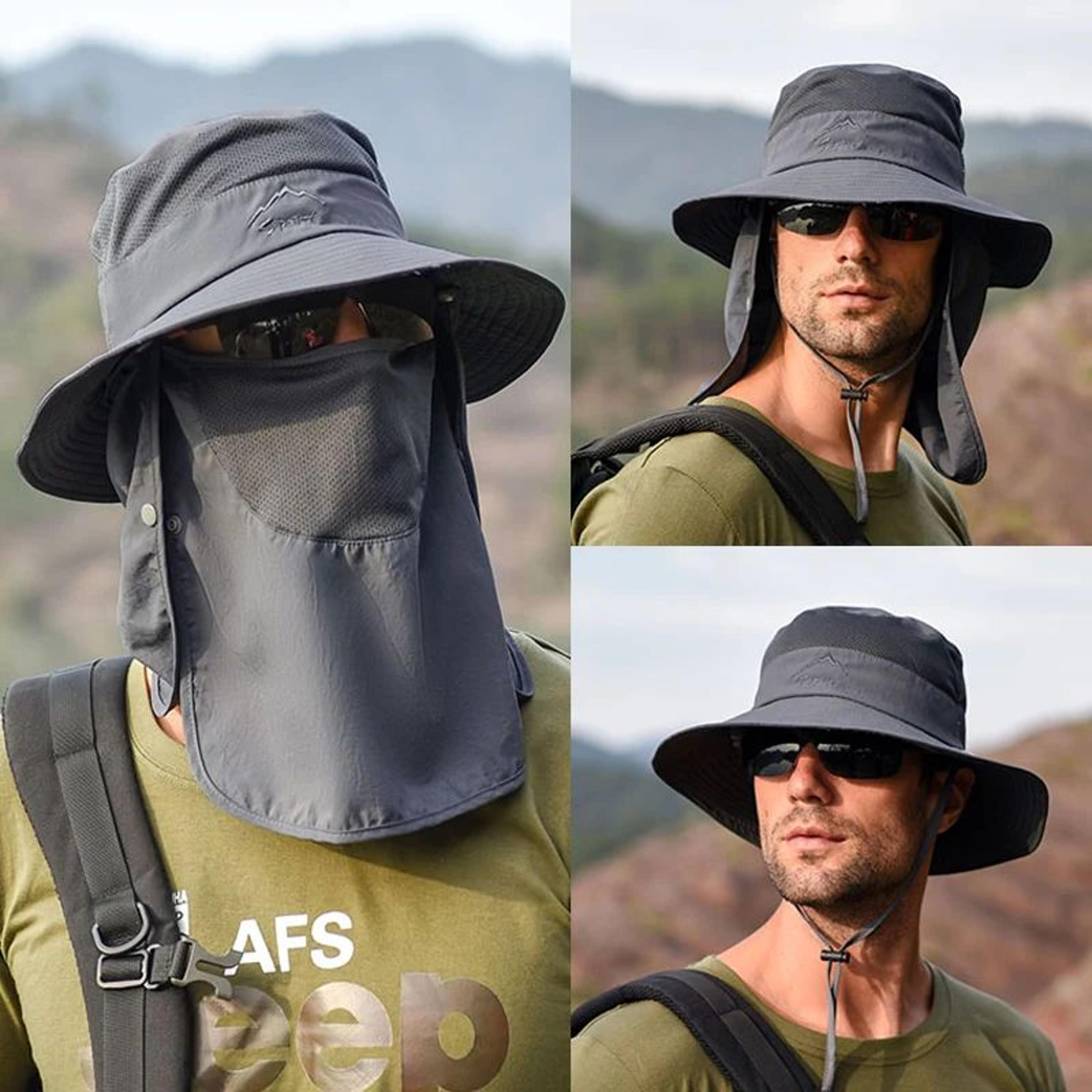 outdoor fishing sun hat with detachable face mask and quick dry uv protection