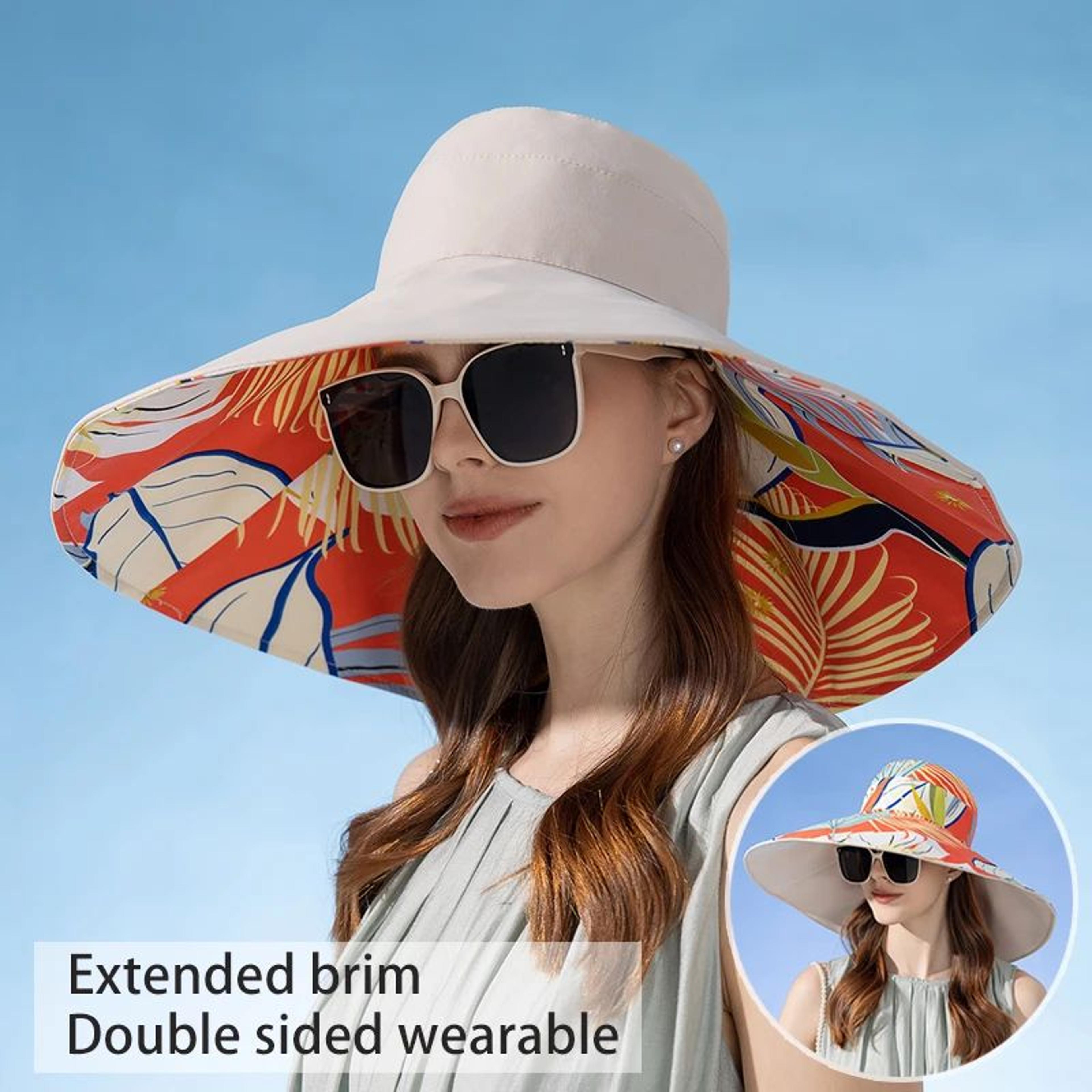 reversible womens sun hat wide brim cotton bucket hat for summer beach travel