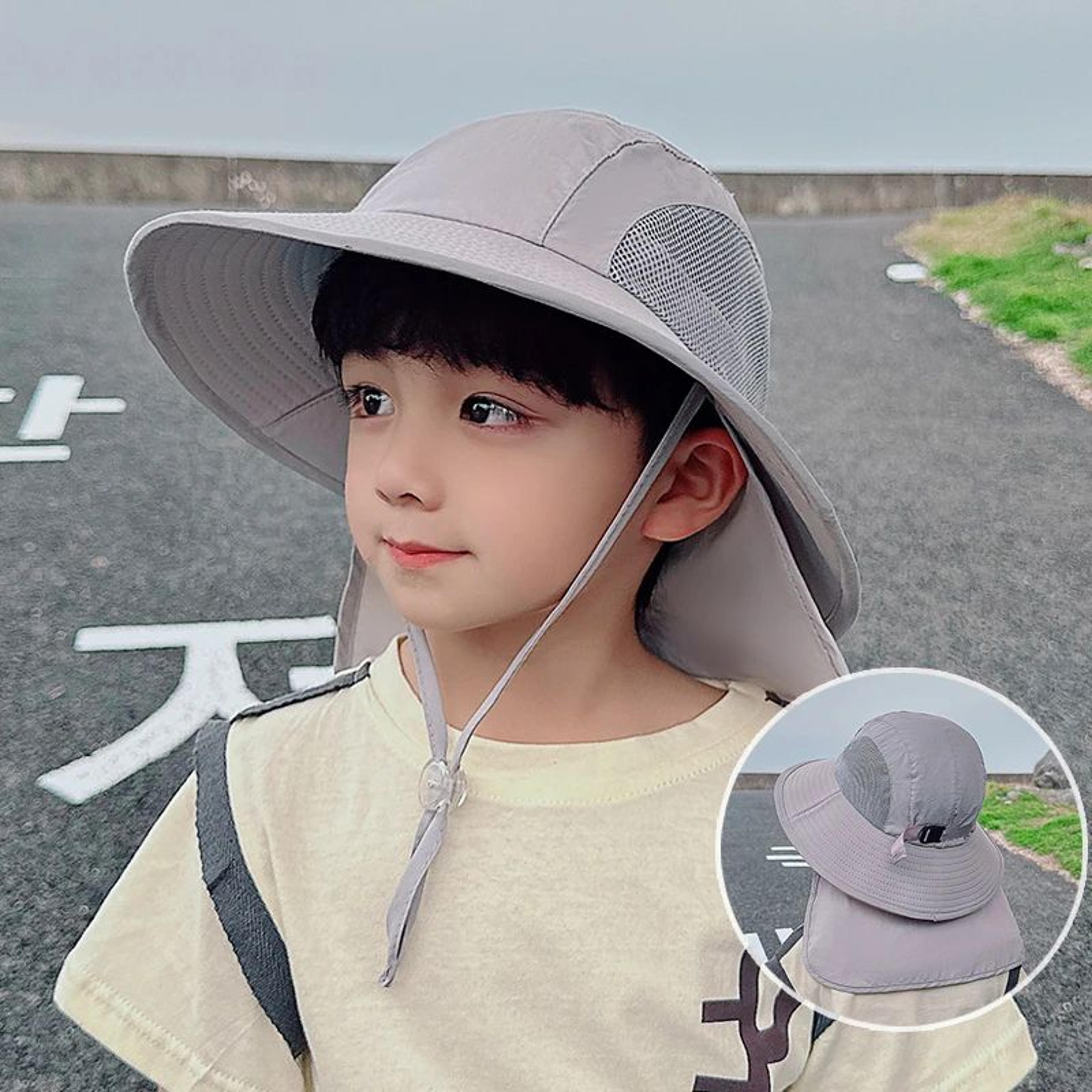 kids wide brim sun hat with neck flap uv protection outdoor fishing bucket hat