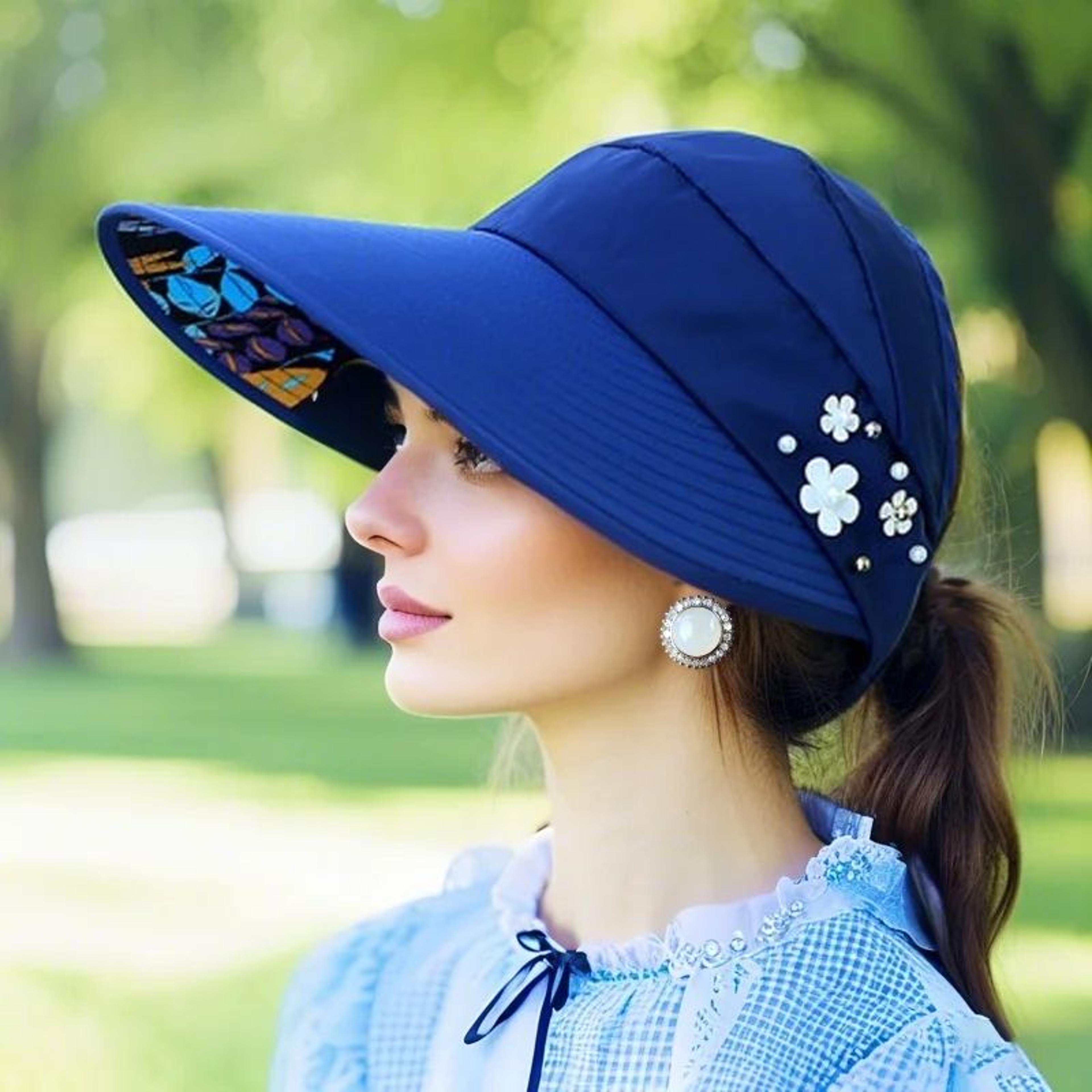 foldable sun visor hat for women with wide brim sun hat uv protection beach cap