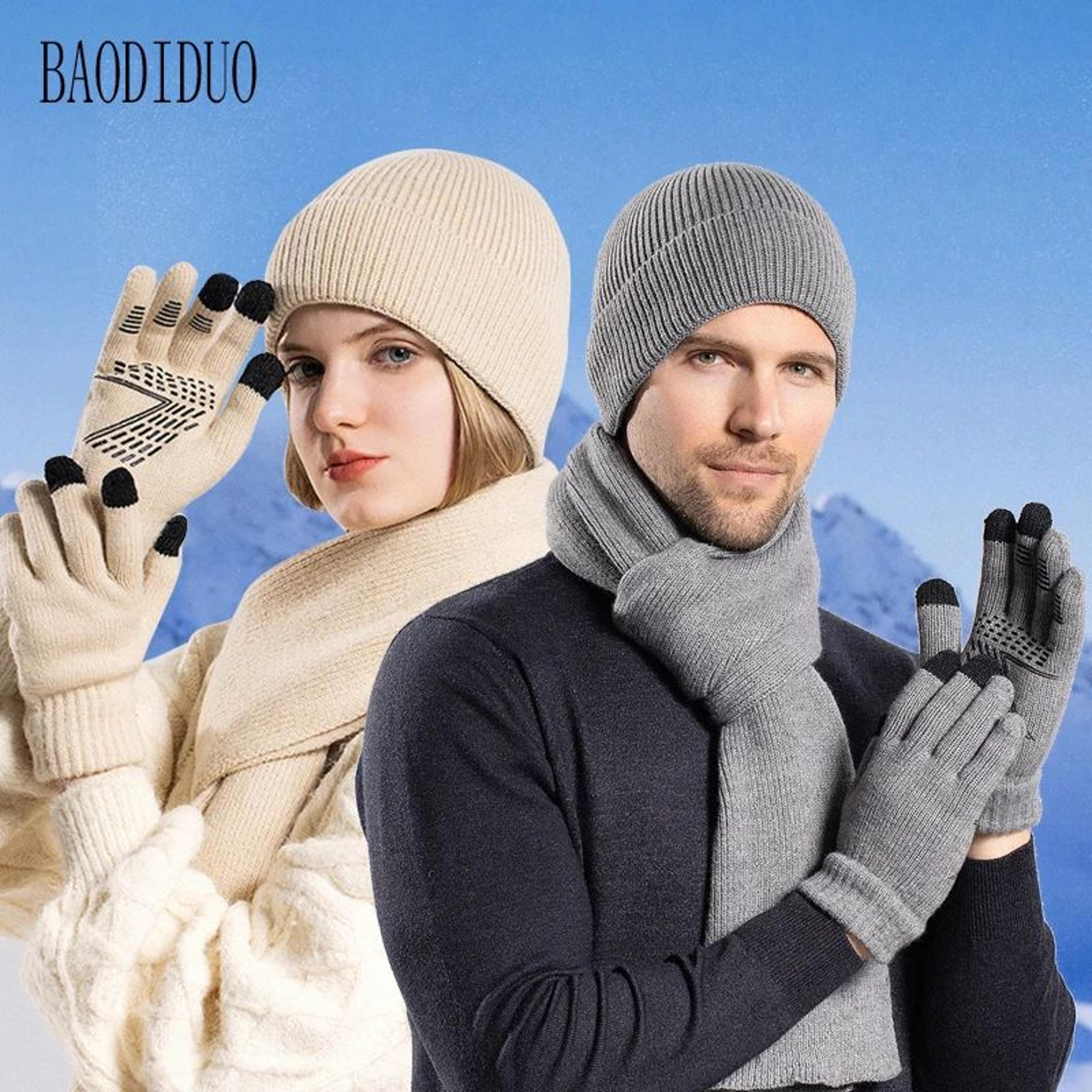 cozyshield winter hat and scarf set with gloves unisex knitted beanie cold weather accessories