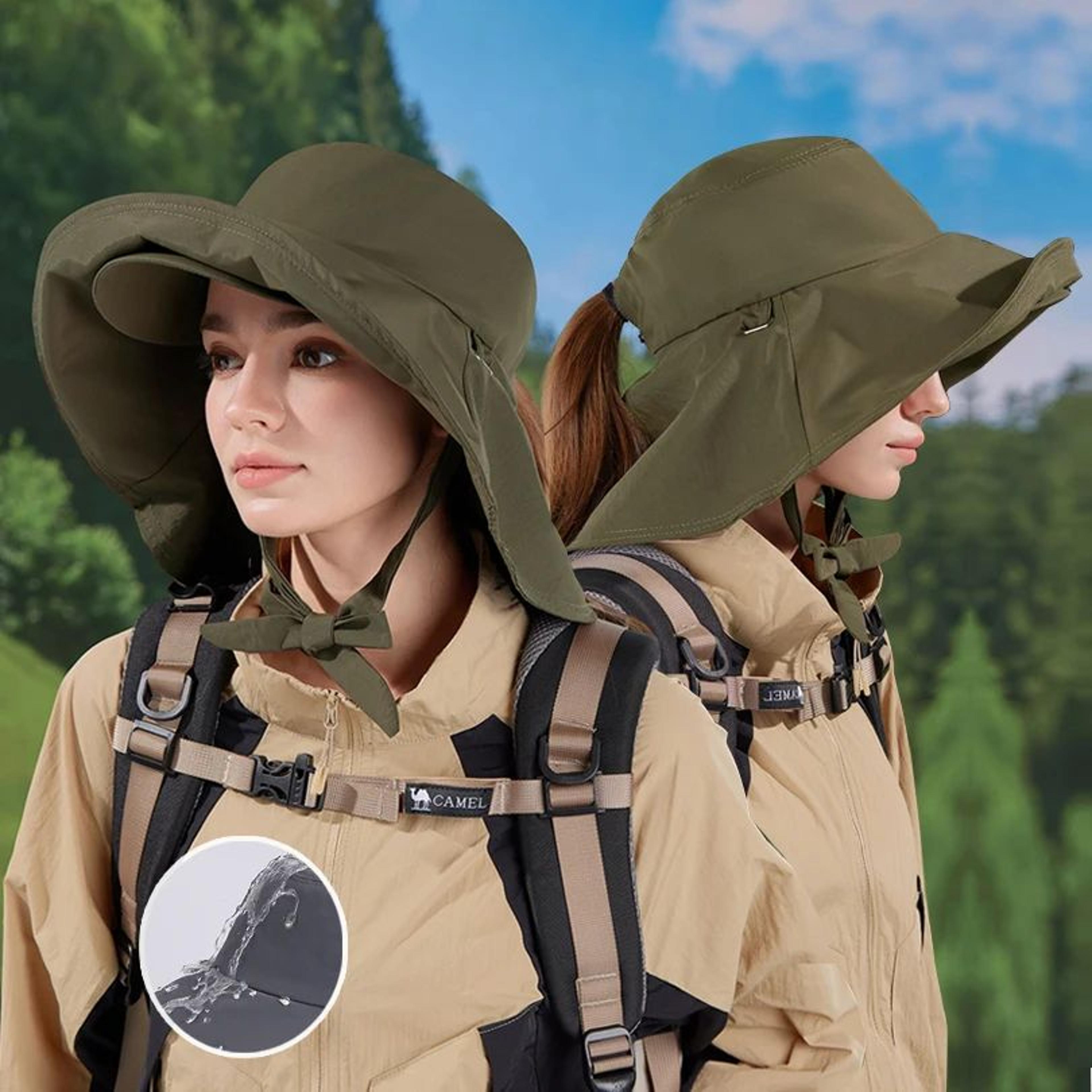 kids uv protection hat with double brim and neck flap quick-dry bucket hat