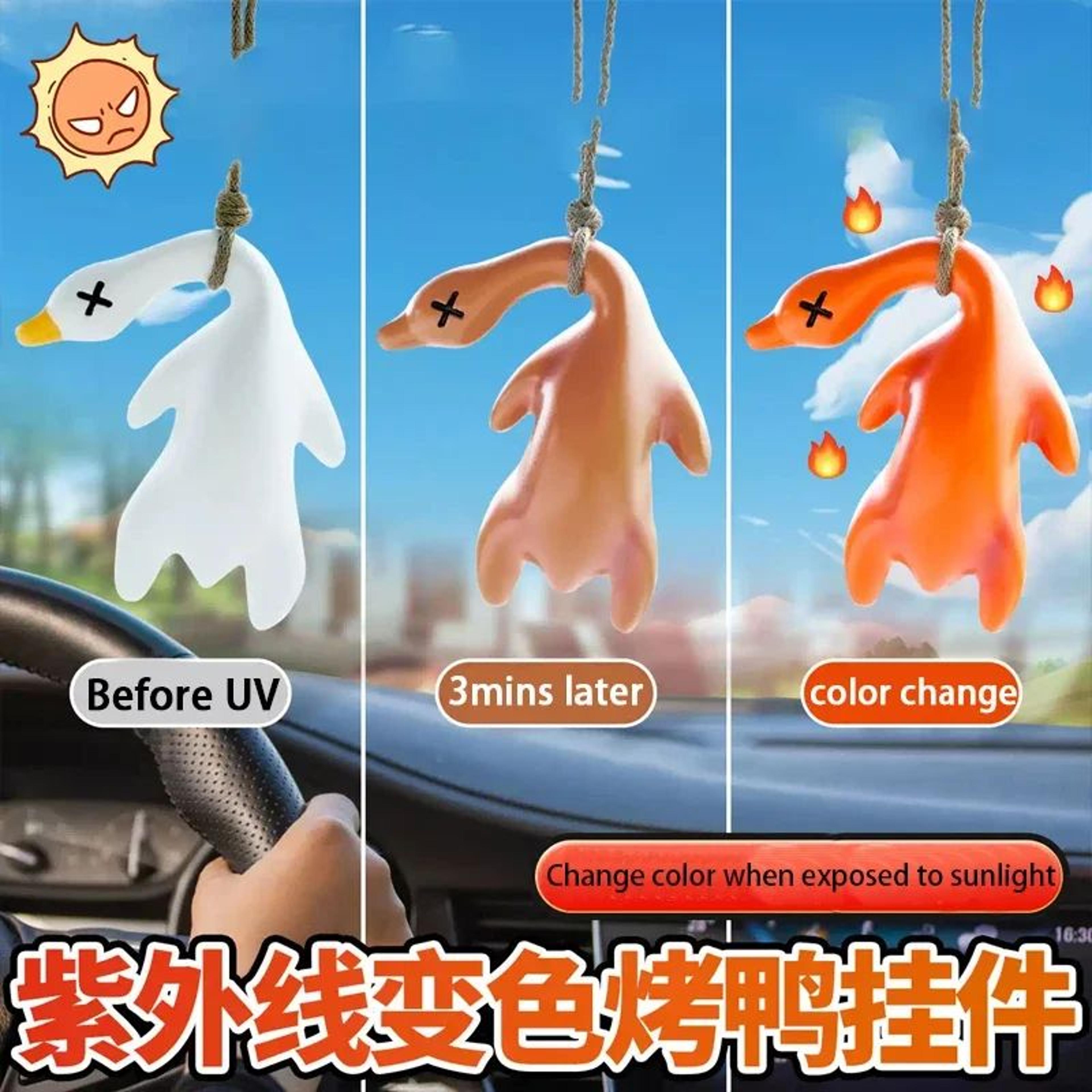 sunglow uv color changing car pendant funny roast duck car charm keychain