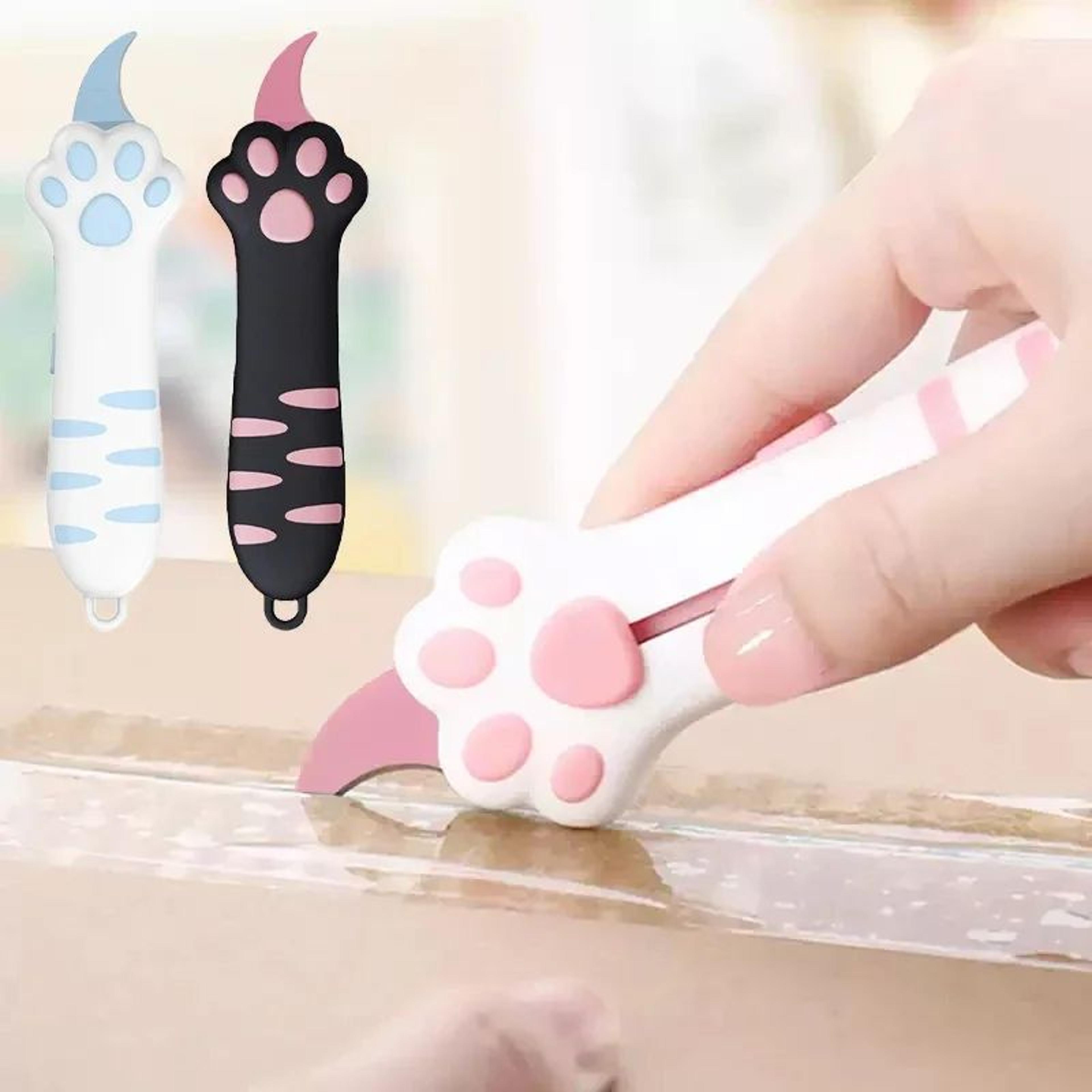 cute cat claw mini utility knife portable box cutter for crafts, packages and everyday use