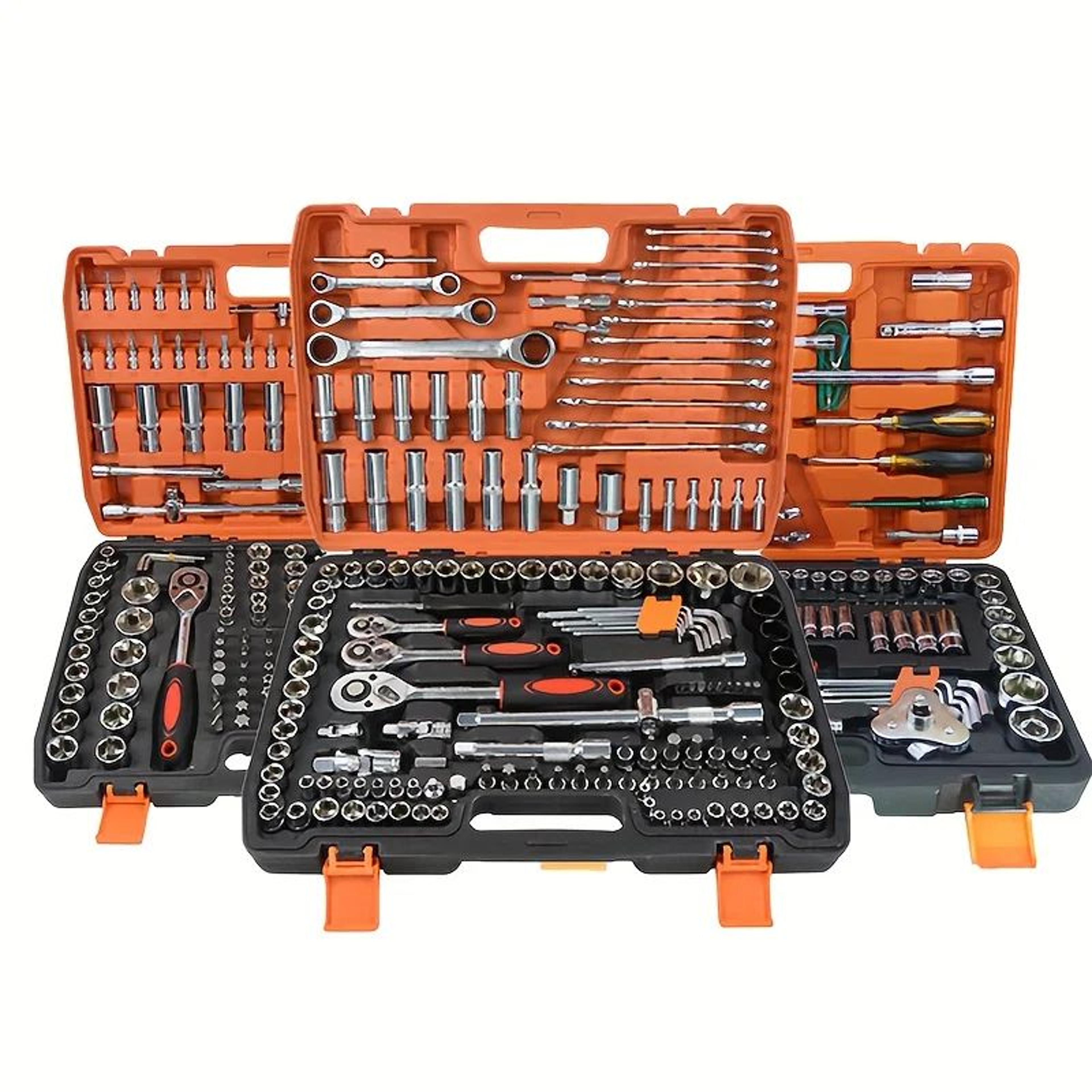 53 piece car repair tool kit portable socket wrench set with steel storage case