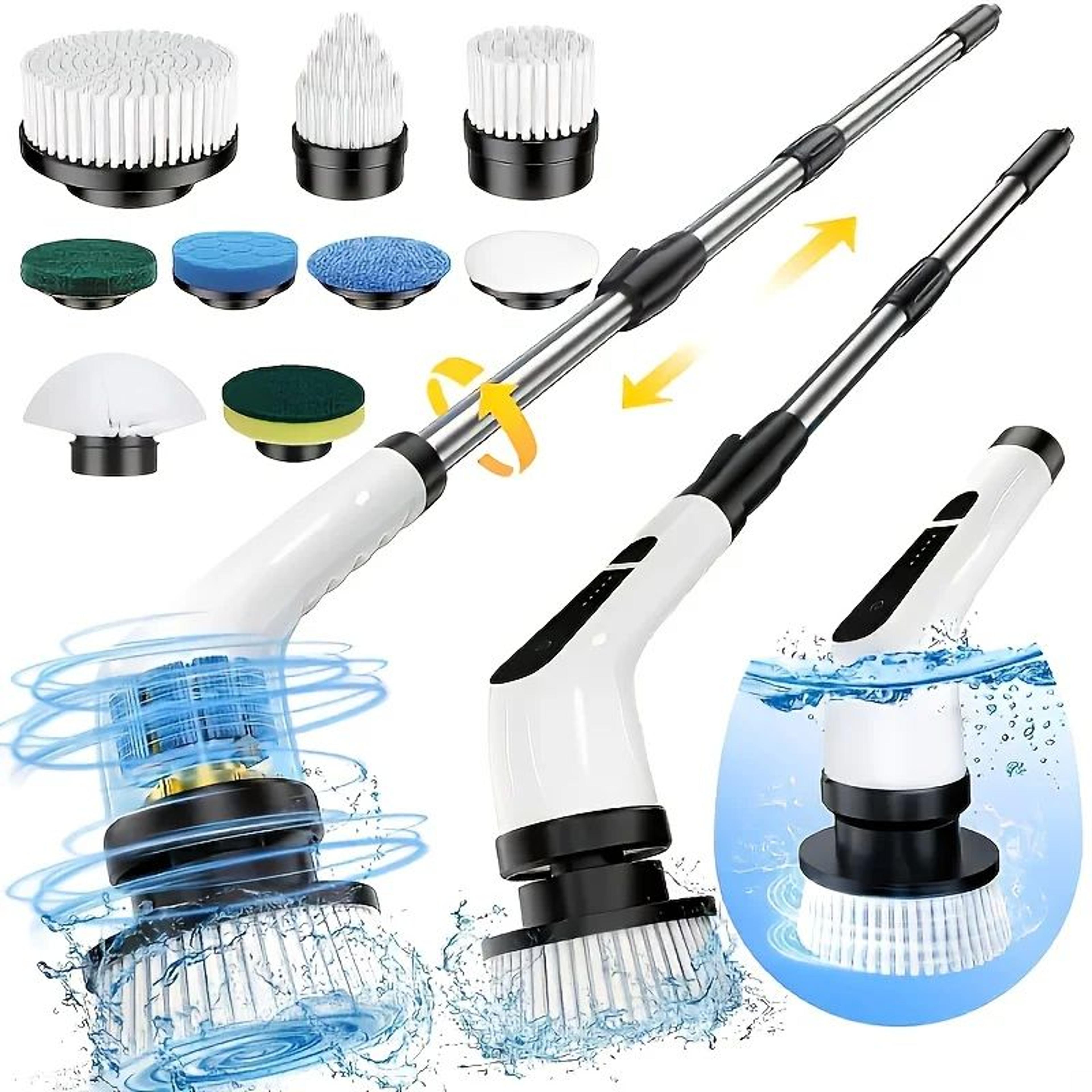 powerscrub 9-in-1 electric spin scrubber with telescopic handle for bathroom kitchen floor cleaning