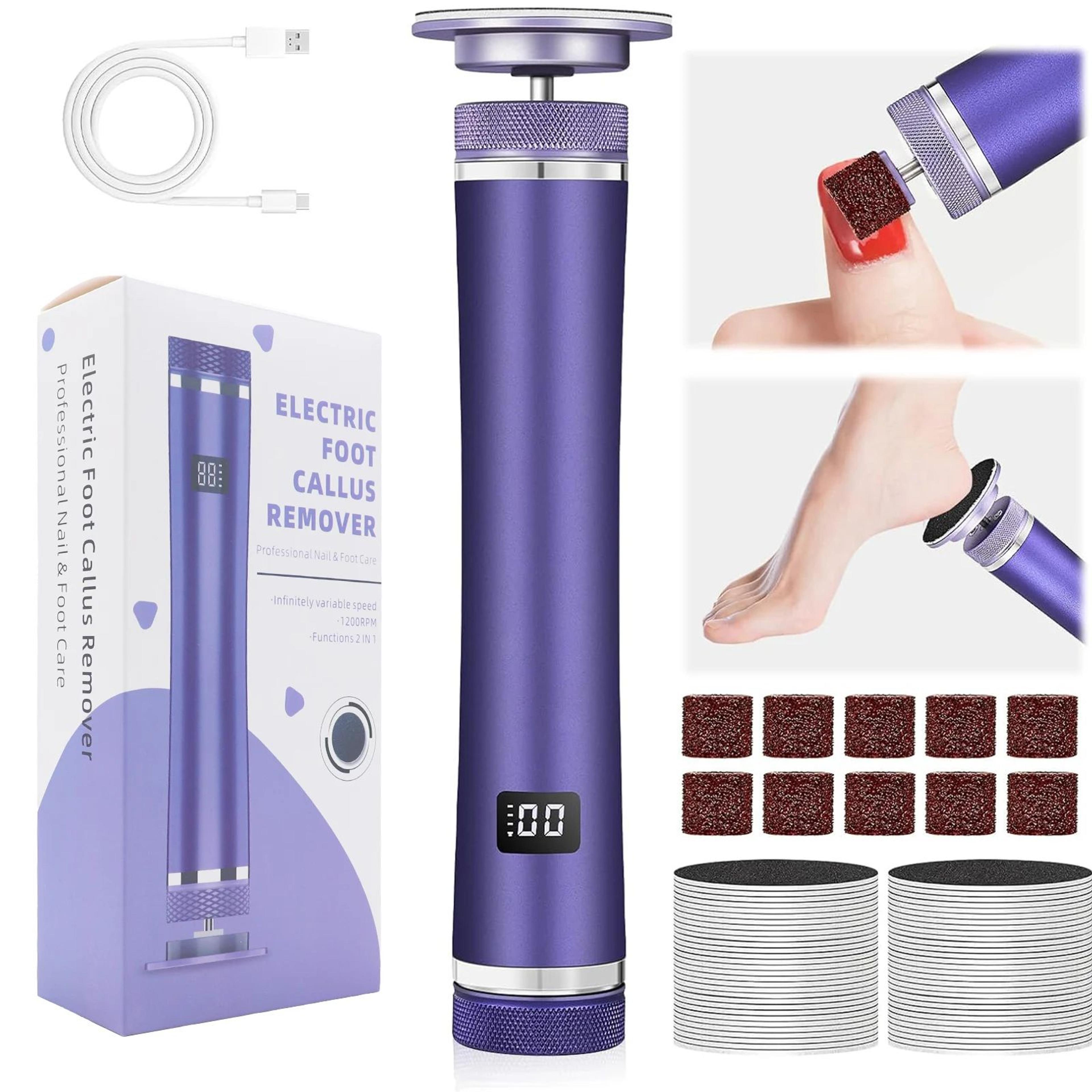 professional electric foot callus remover usb rechargeable foot file with 60 replacement sandpaper discs